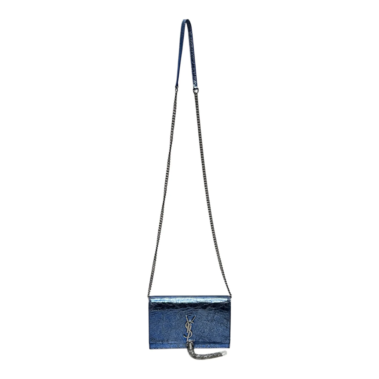 SAINT LAURENT/Cross Body Bag/BLU/CHRME SLV HARDWARE W TASSLE
