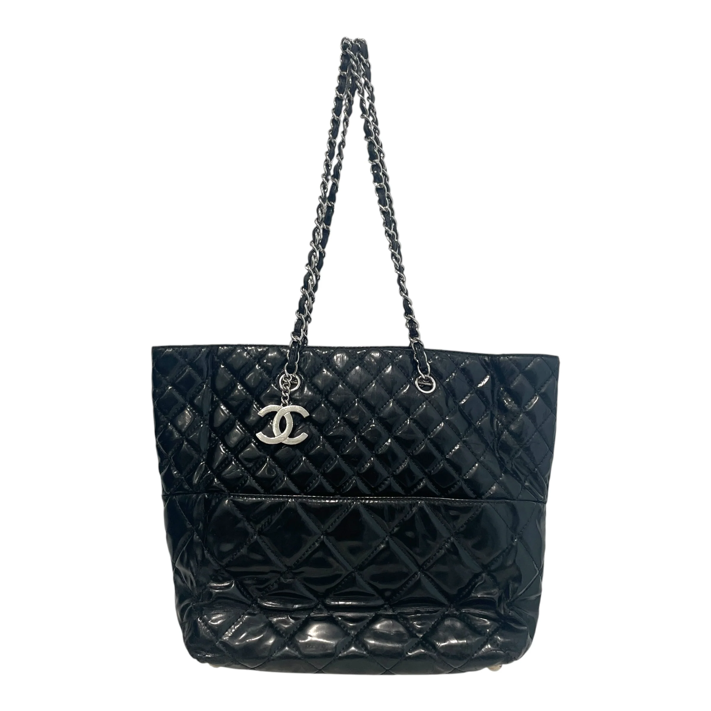 CHANEL/Tote Bag/Leather/BLK/In The Business Quilted Patent