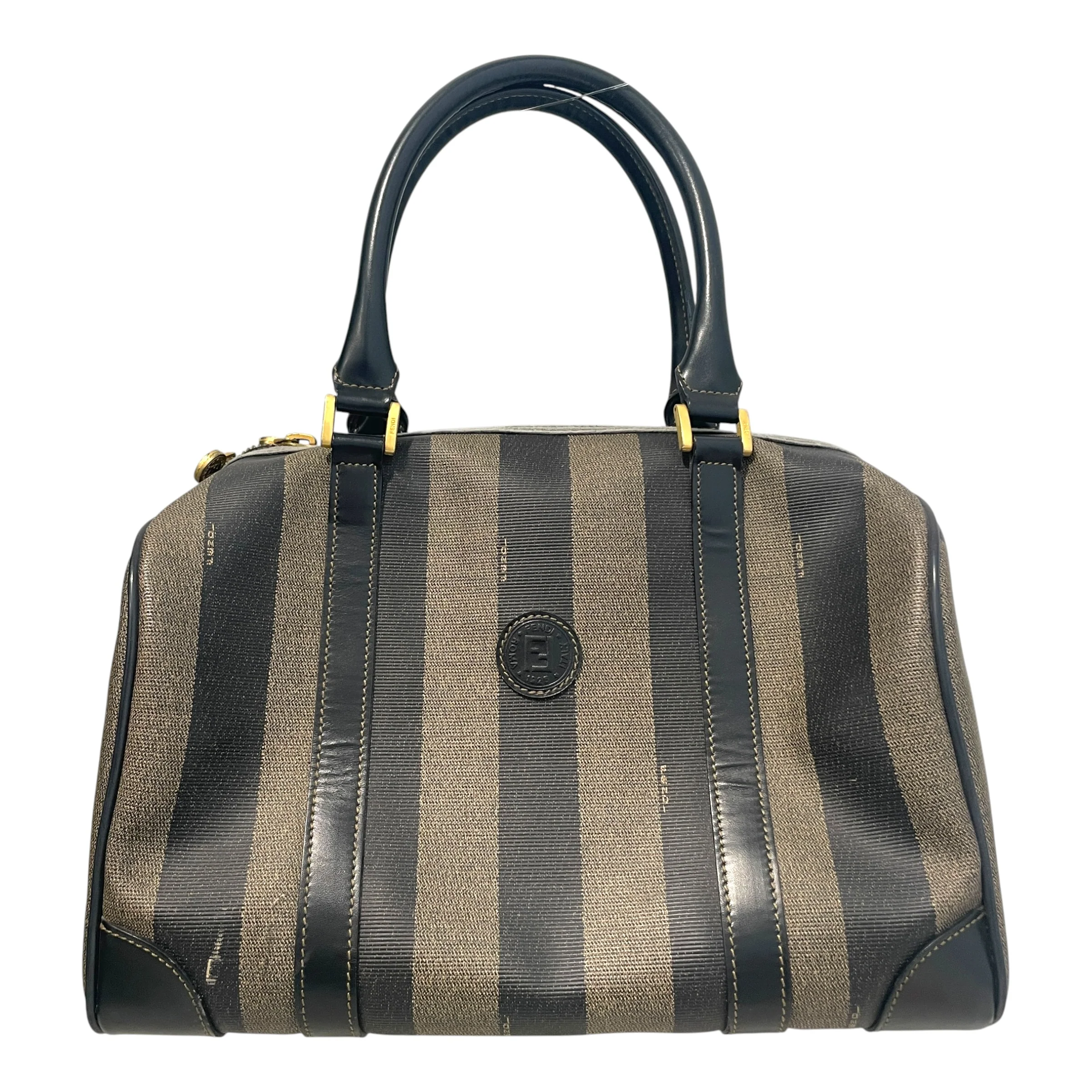 FENDI/Boston Bag/Stripe/Leather/BRW/Pequin Striped Boston Bag