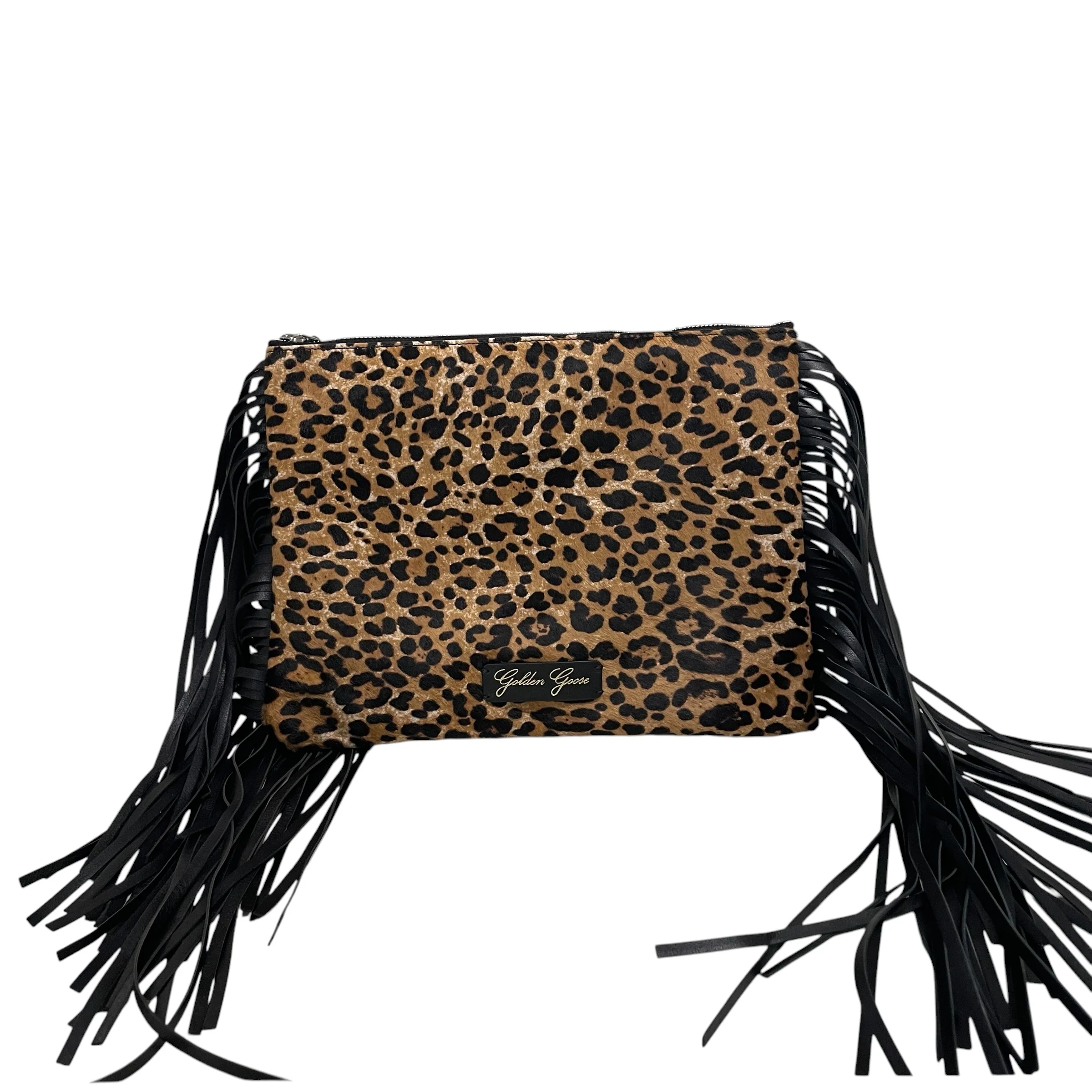 GOLDEN GOOSE/Clutch Bag/Leopard/Fur/BEG/LEOPARD/ BLK TASSELS