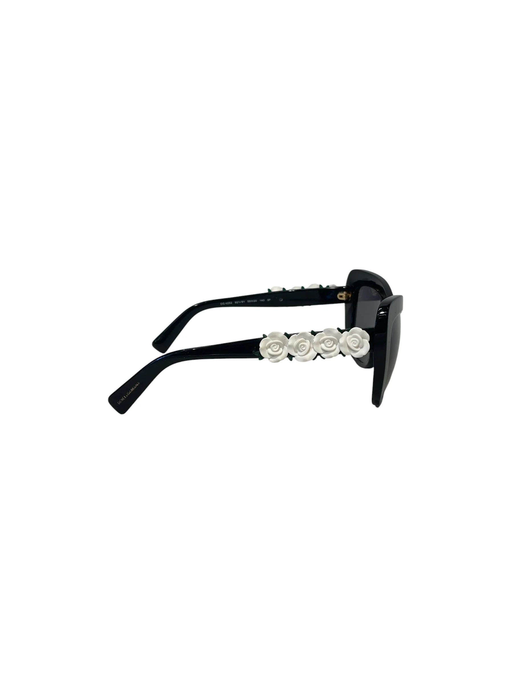 DOLCE&GABBANA/Sunglasses/Plastic/BLK/CATEYE WHITE FLOWERS (W/BOX)