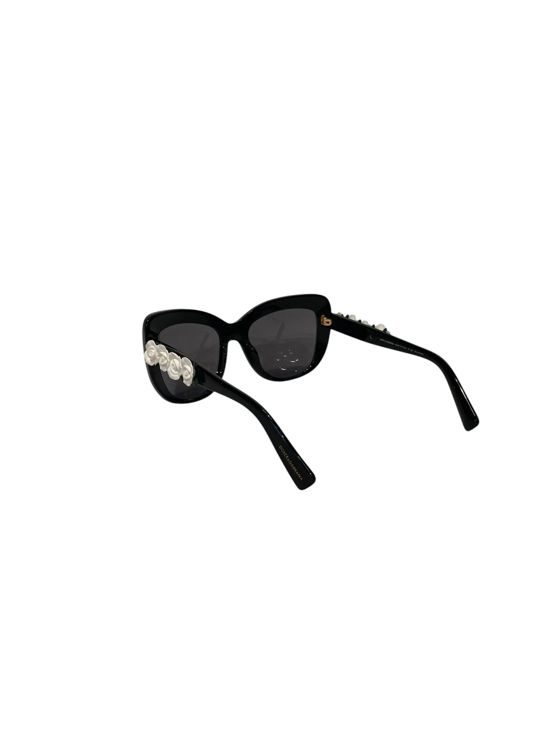 DOLCE&GABBANA/Sunglasses/Plastic/BLK/CATEYE WHITE FLOWERS (W/BOX)
