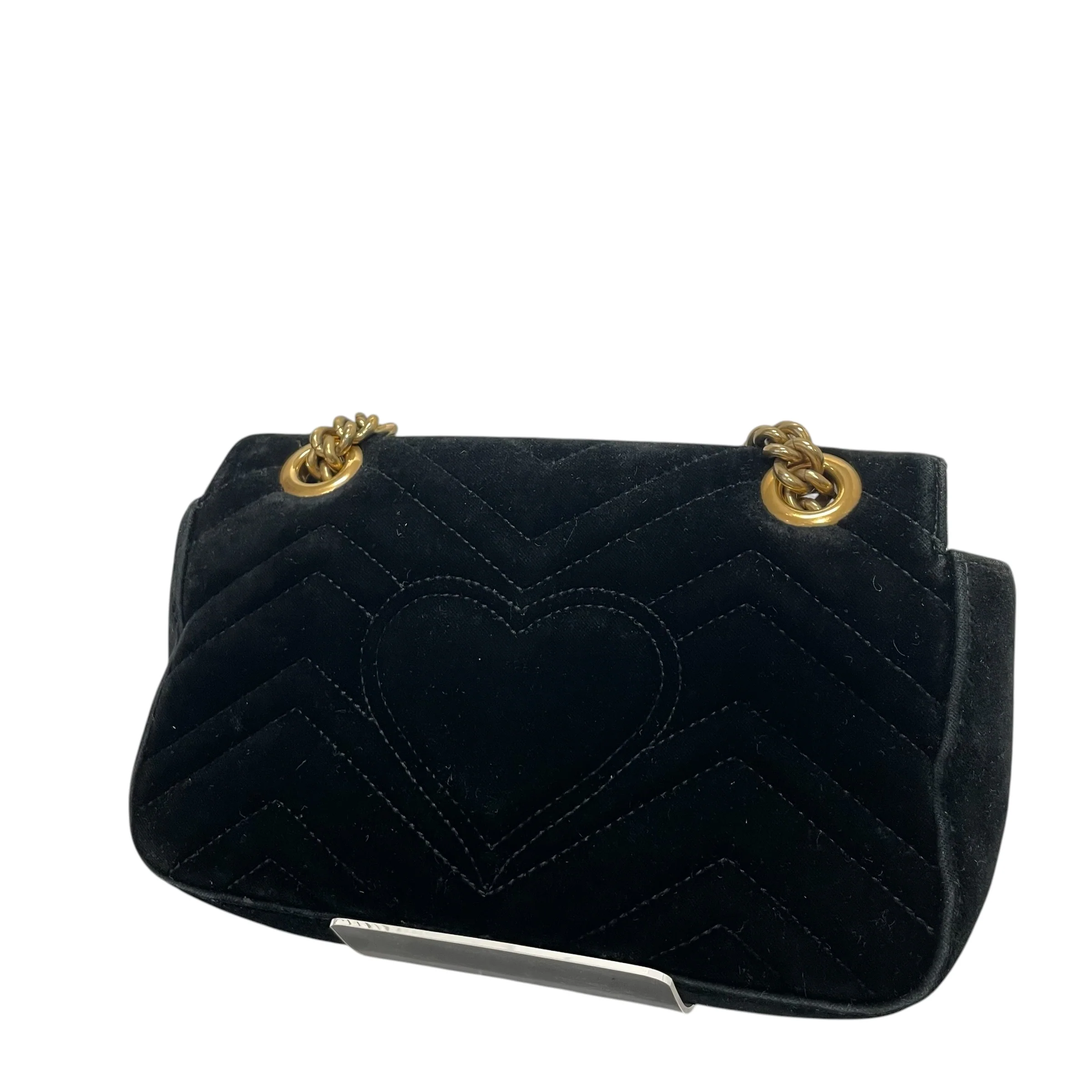 GUCCI/Cross Body Bag/Velour/BLK/marmont double gg
