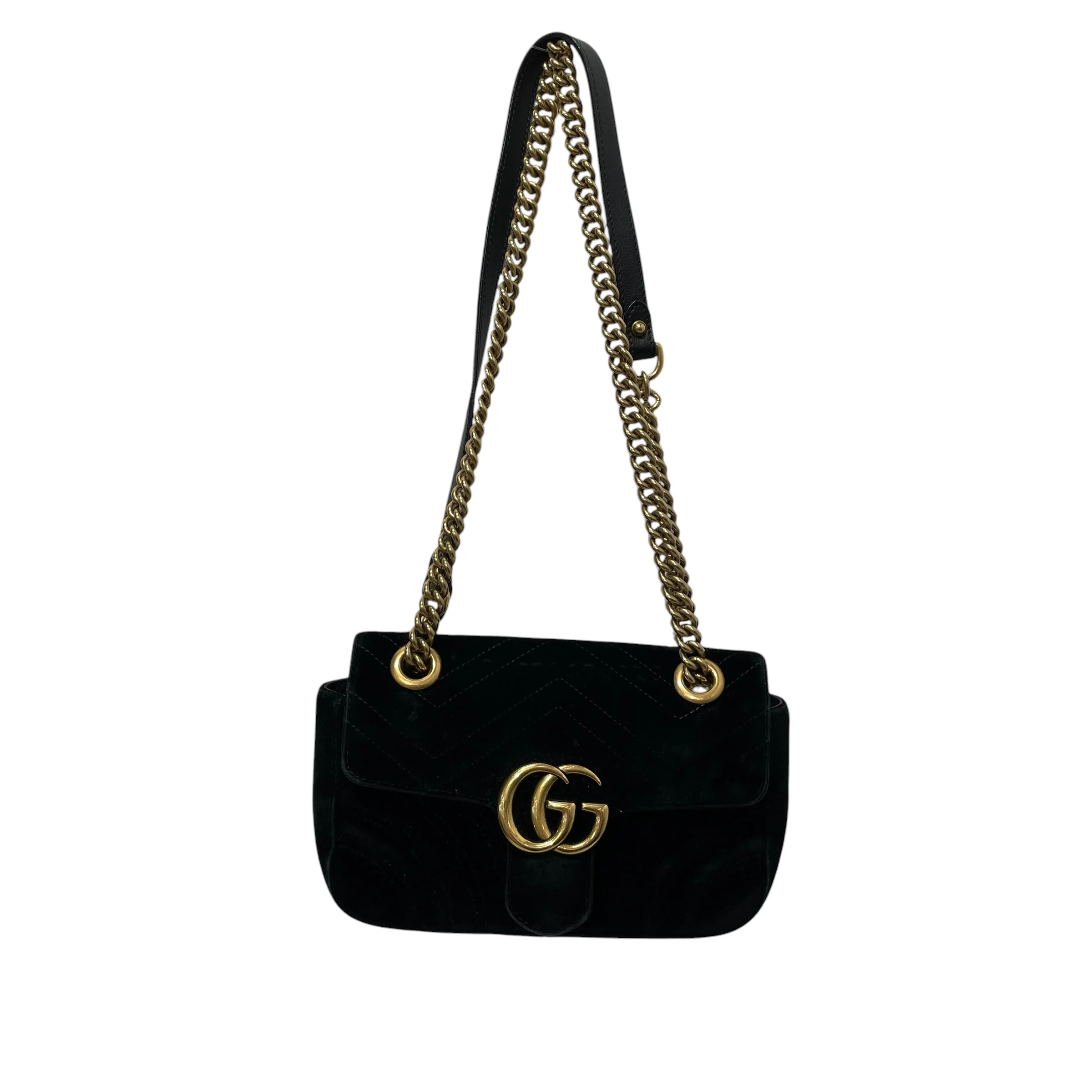 GUCCI/Cross Body Bag/Velour/BLK/marmont double gg