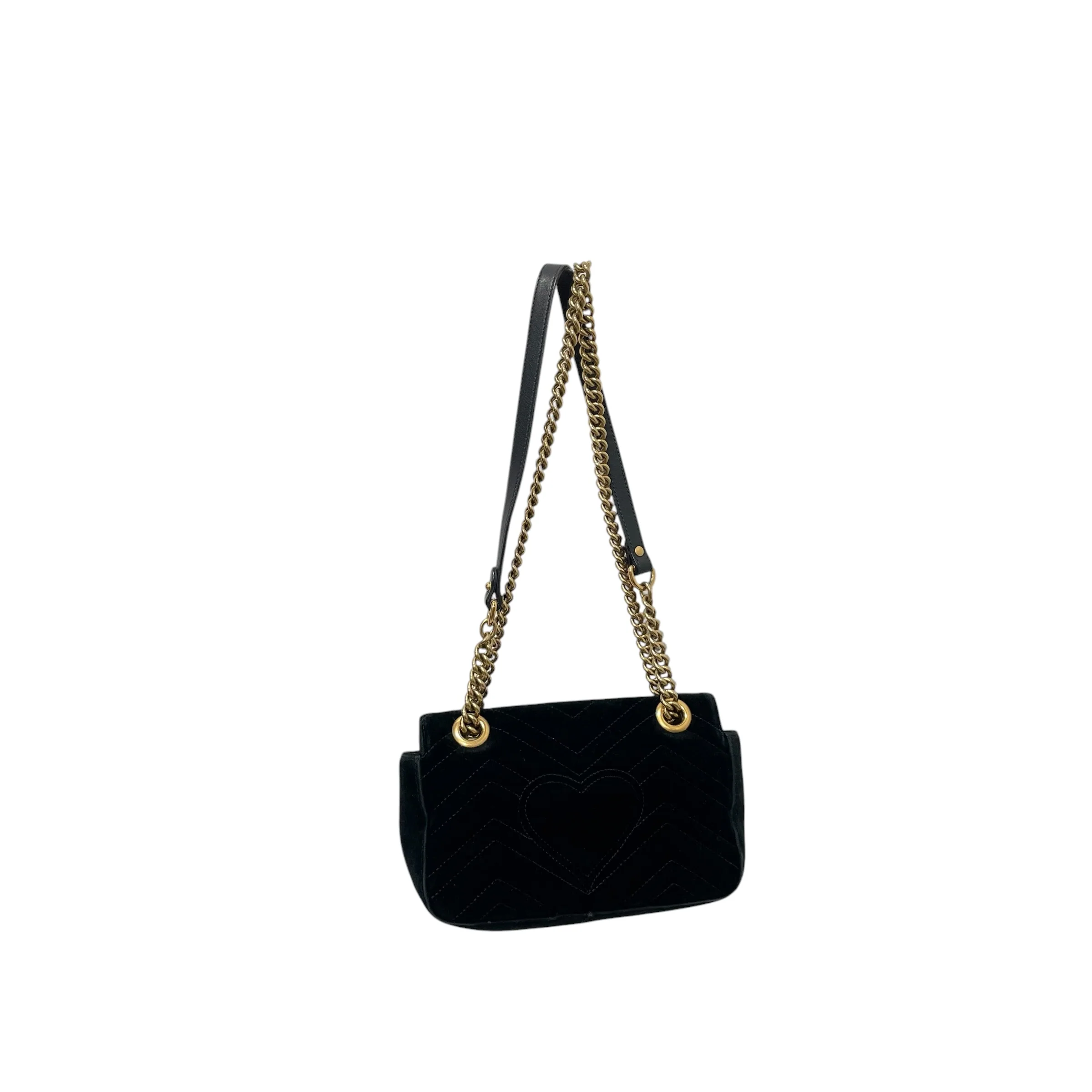GUCCI/Cross Body Bag/Velour/BLK/marmont double gg