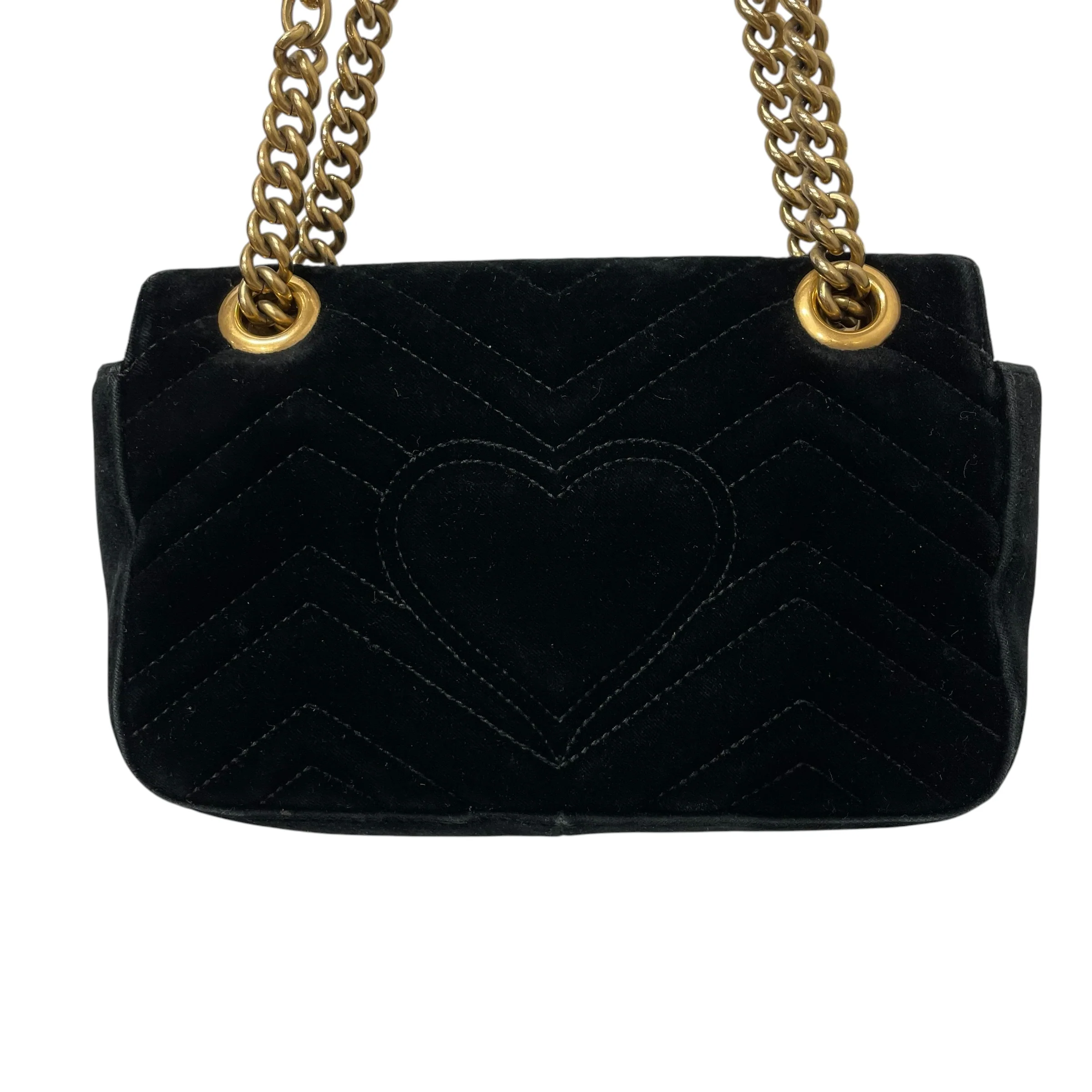 GUCCI/Cross Body Bag/Velour/BLK/marmont double gg