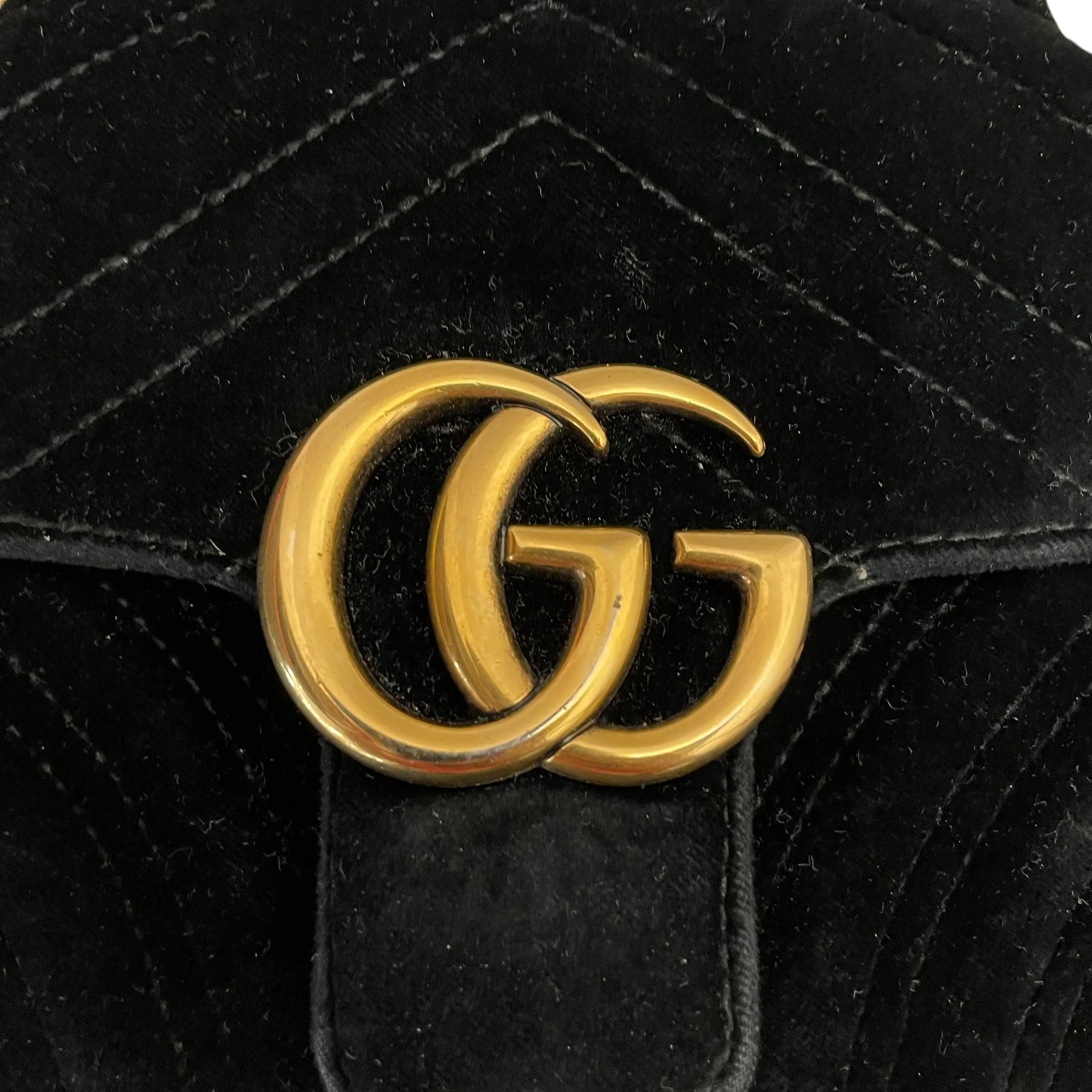 GUCCI/Cross Body Bag/Velour/BLK/marmont double gg