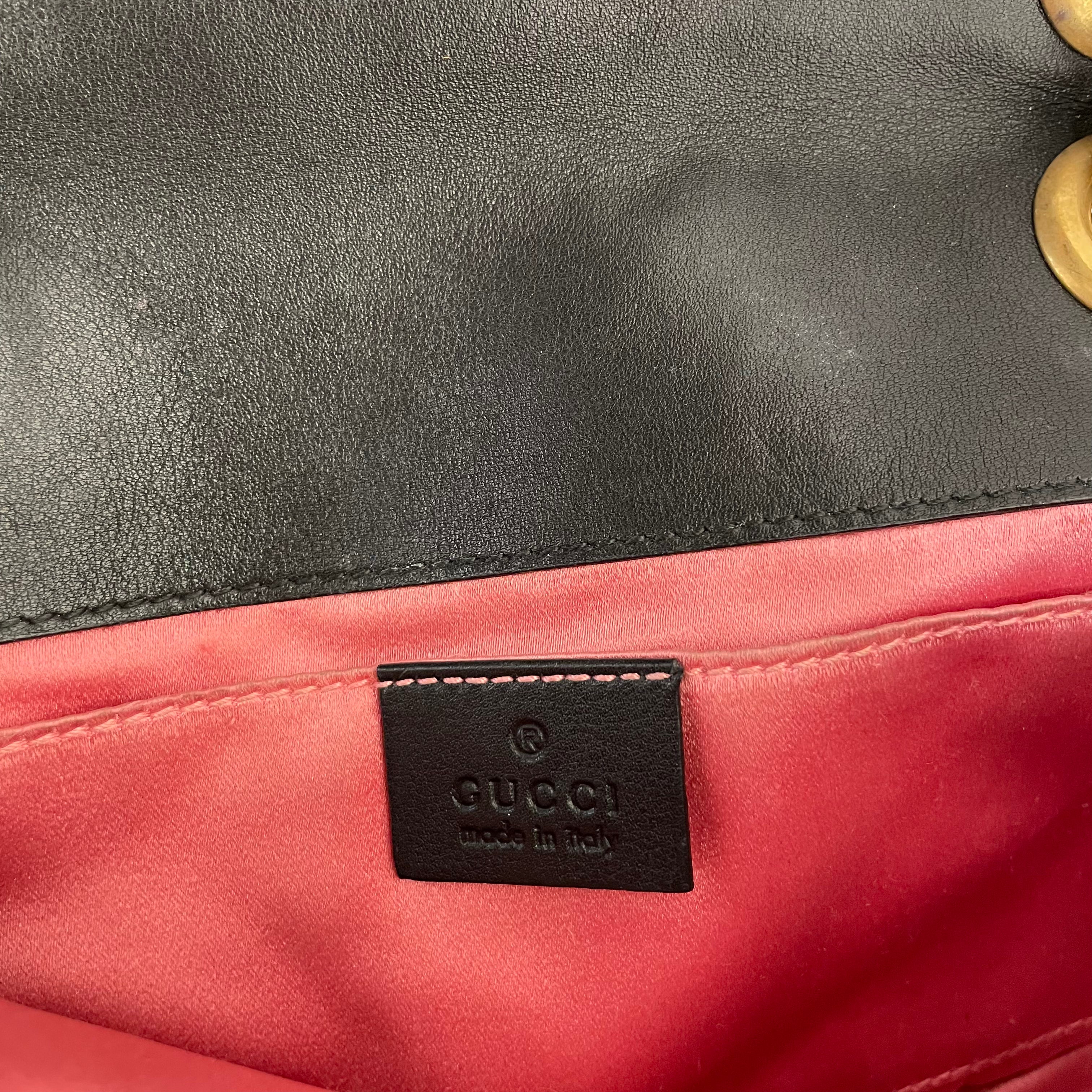 GUCCI/Cross Body Bag/Velour/BLK/marmont double gg