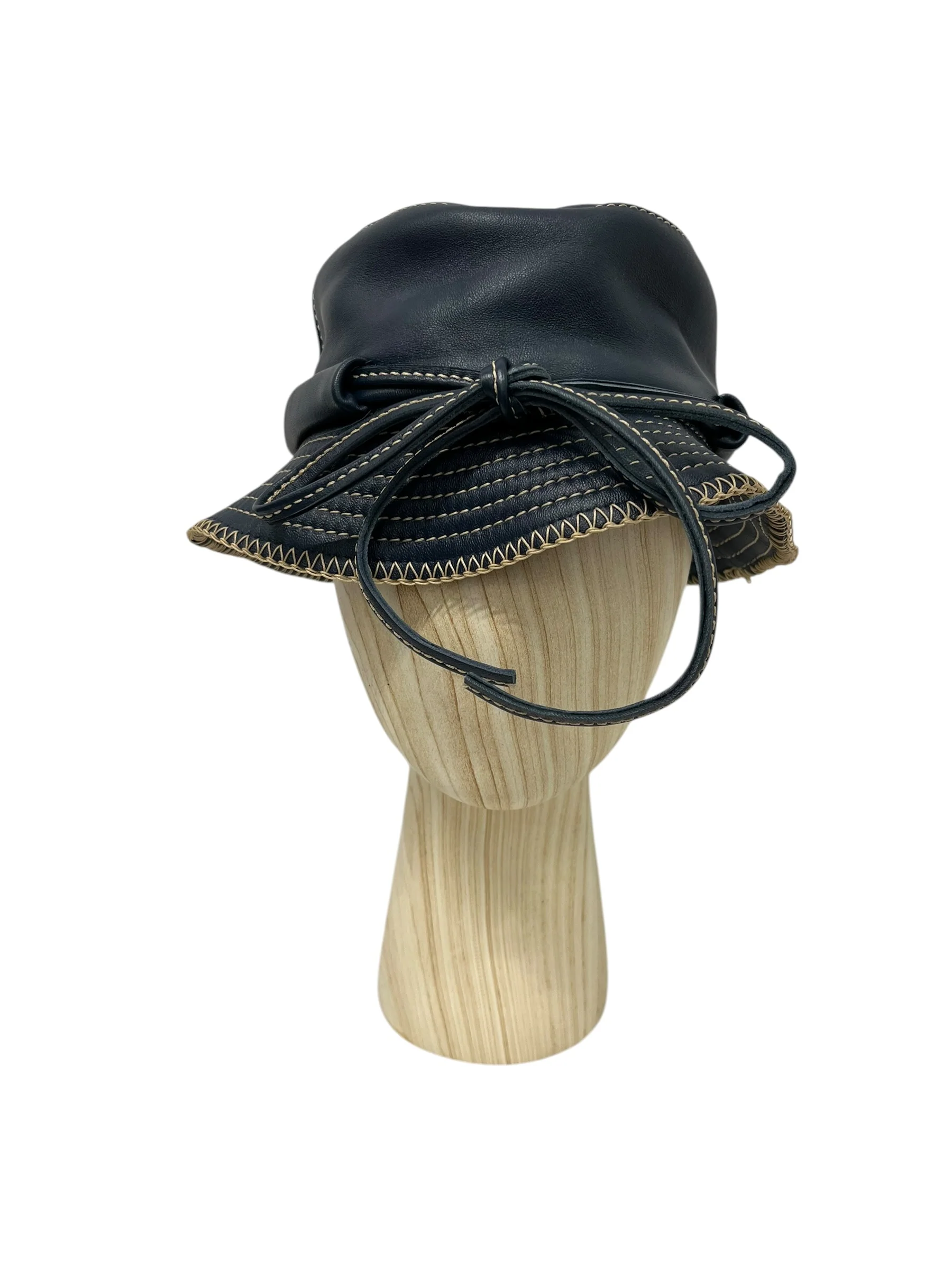 JACQUEMUS/Bucket Hat/OS/Border/Leather/NVY/CONTRAST STITCH LE BOB