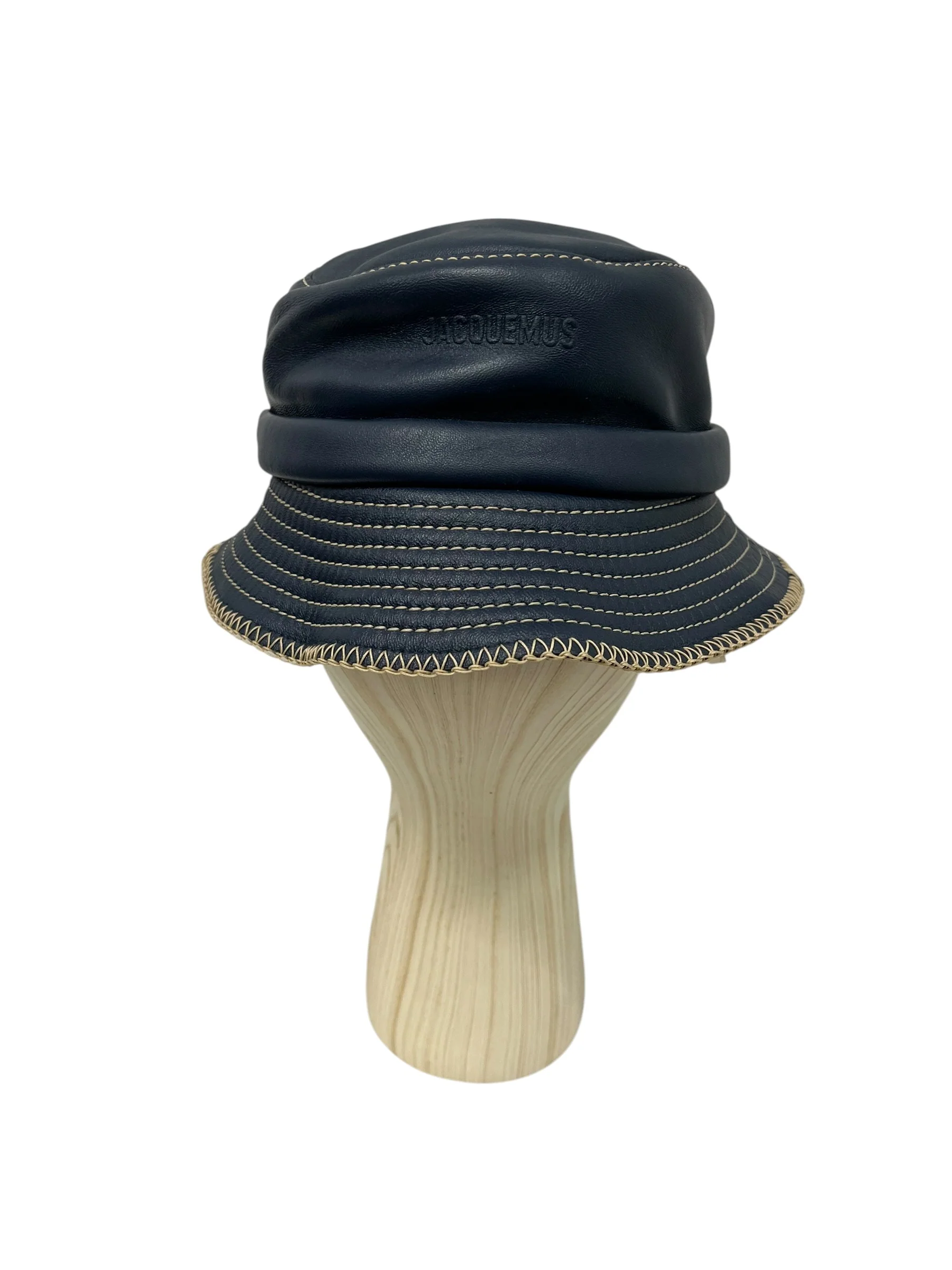 JACQUEMUS/Bucket Hat/OS/Border/Leather/NVY/CONTRAST STITCH LE BOB