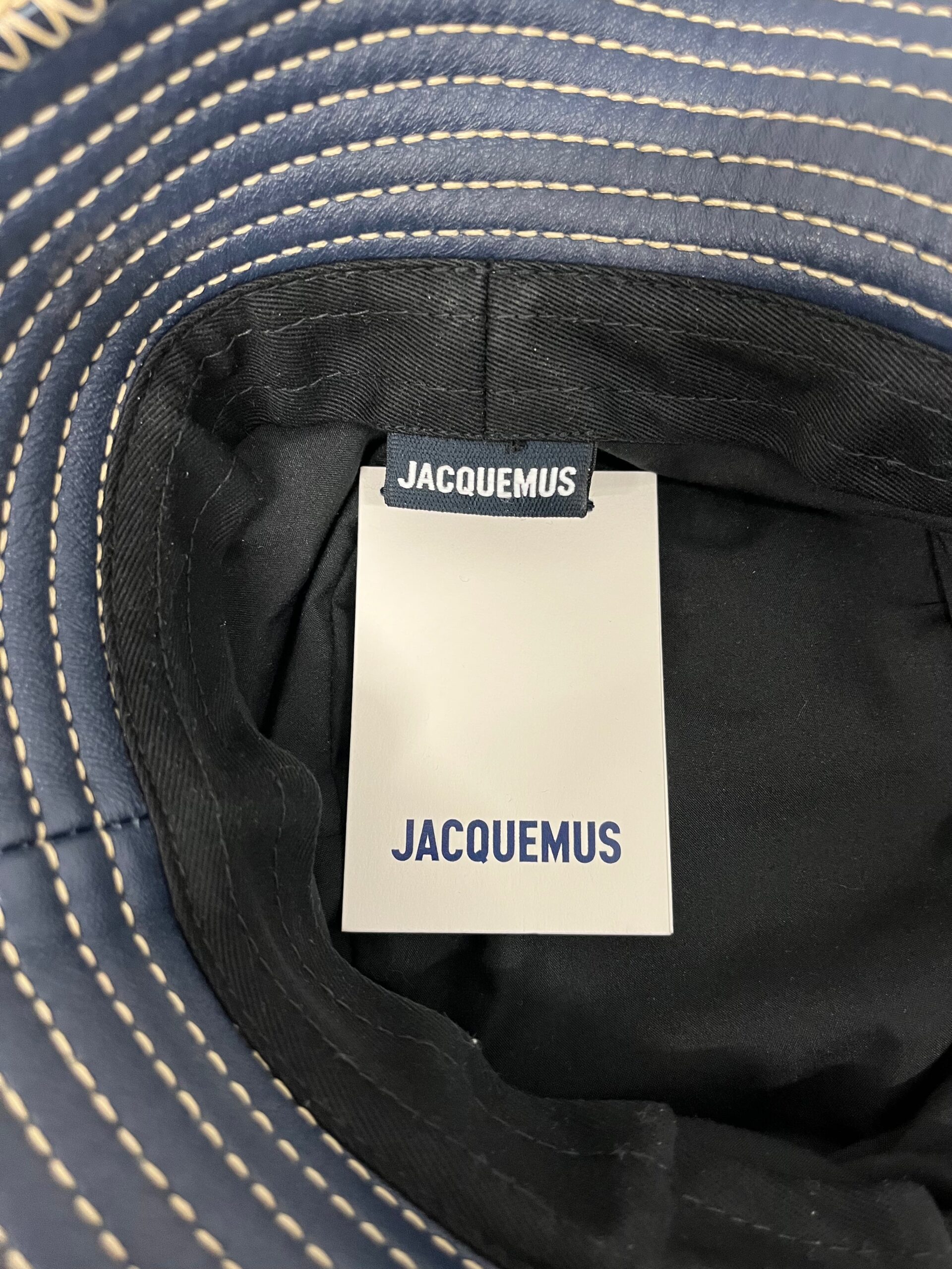 JACQUEMUS/Bucket Hat/OS/Border/Leather/NVY/CONTRAST STITCH LE BOB