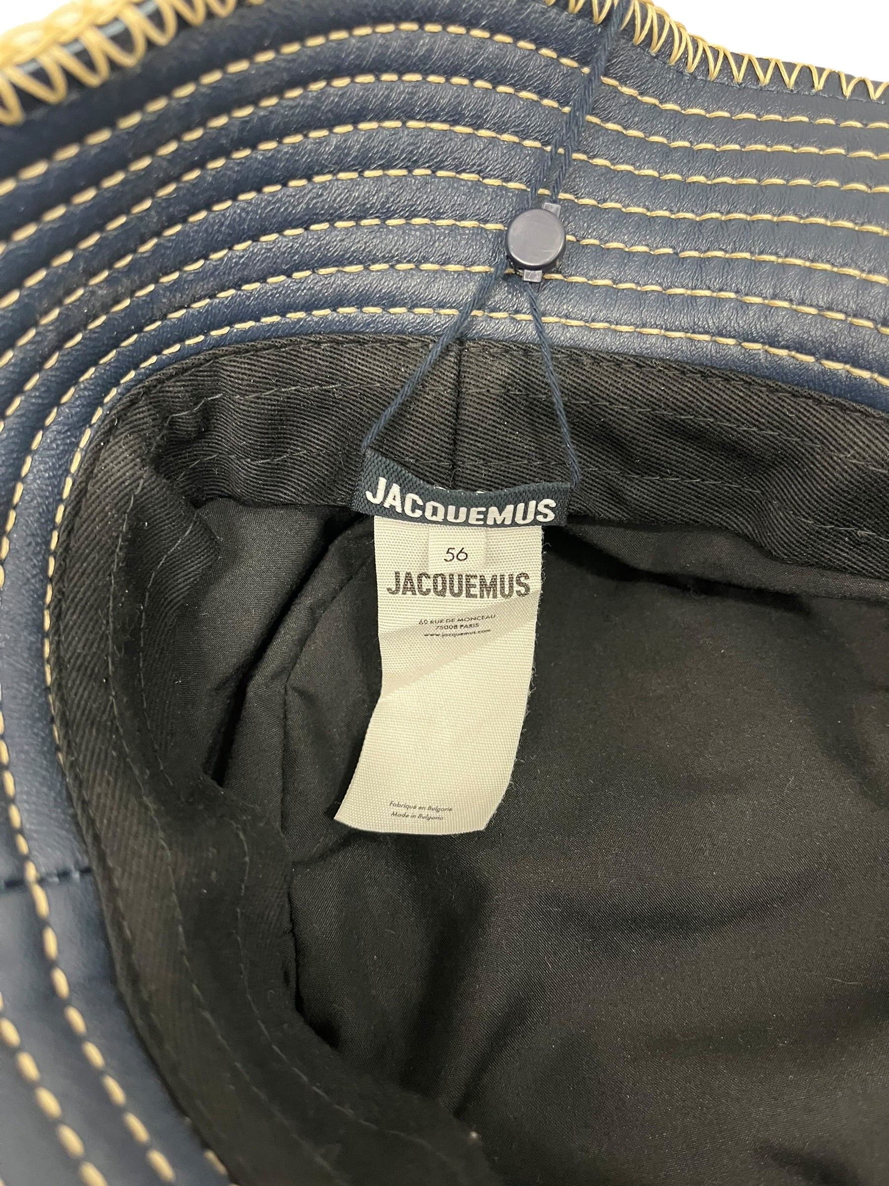 JACQUEMUS/Bucket Hat/OS/Border/Leather/NVY/CONTRAST STITCH LE BOB