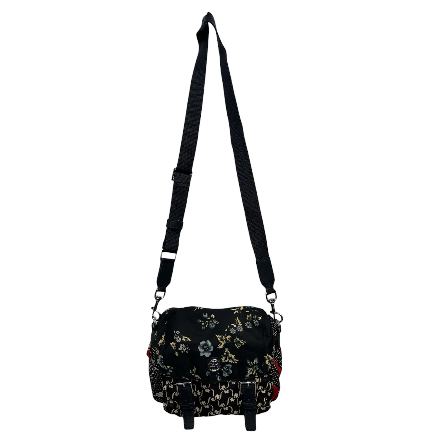 TORY BURCH/Tote Bag/Floral Pattern/Nylon/BLK/FLOWER NYLON CROSSBODY