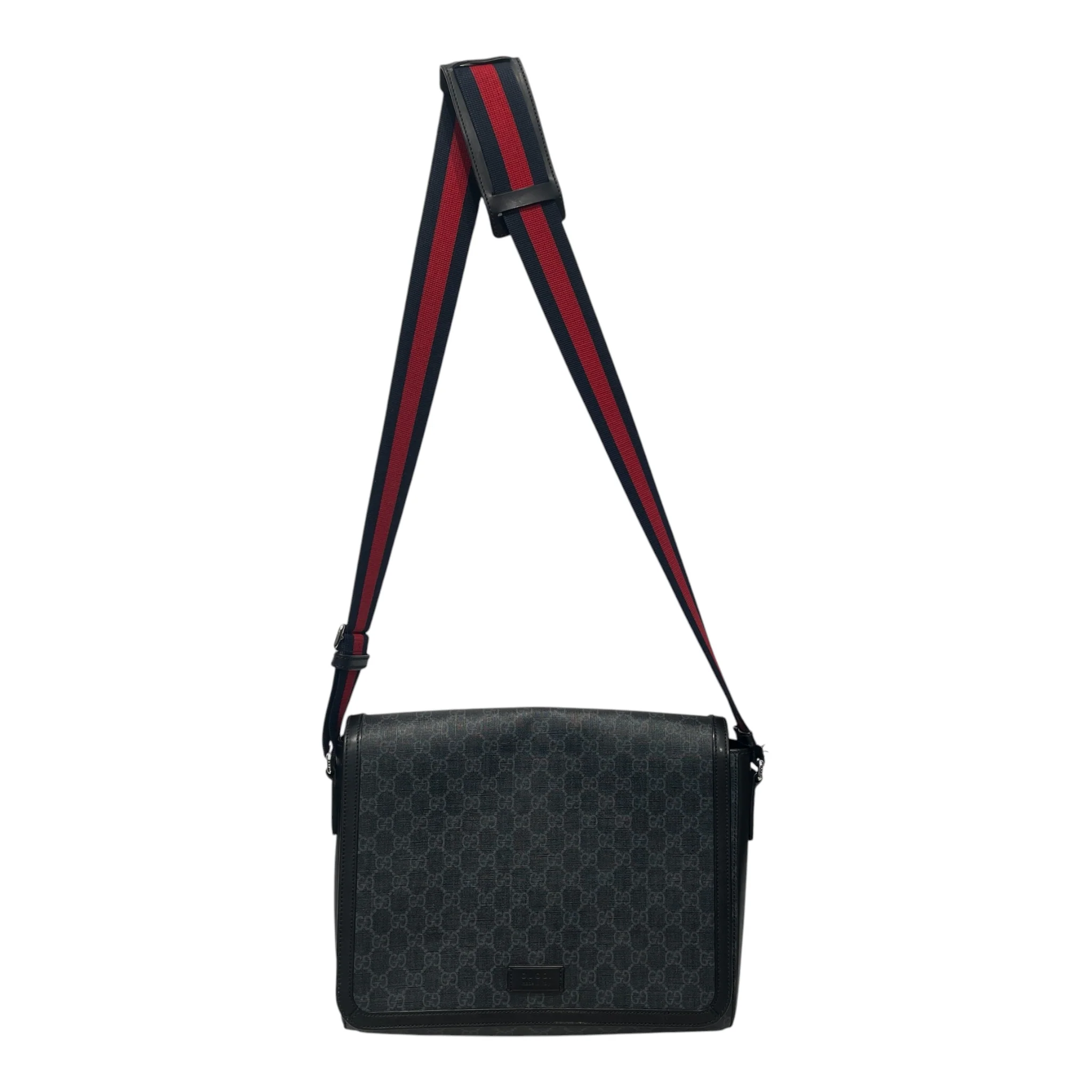 GUCCI/Bag/Monogram/Cotton/BLK/FLAP MESSANGER GG SUPREME