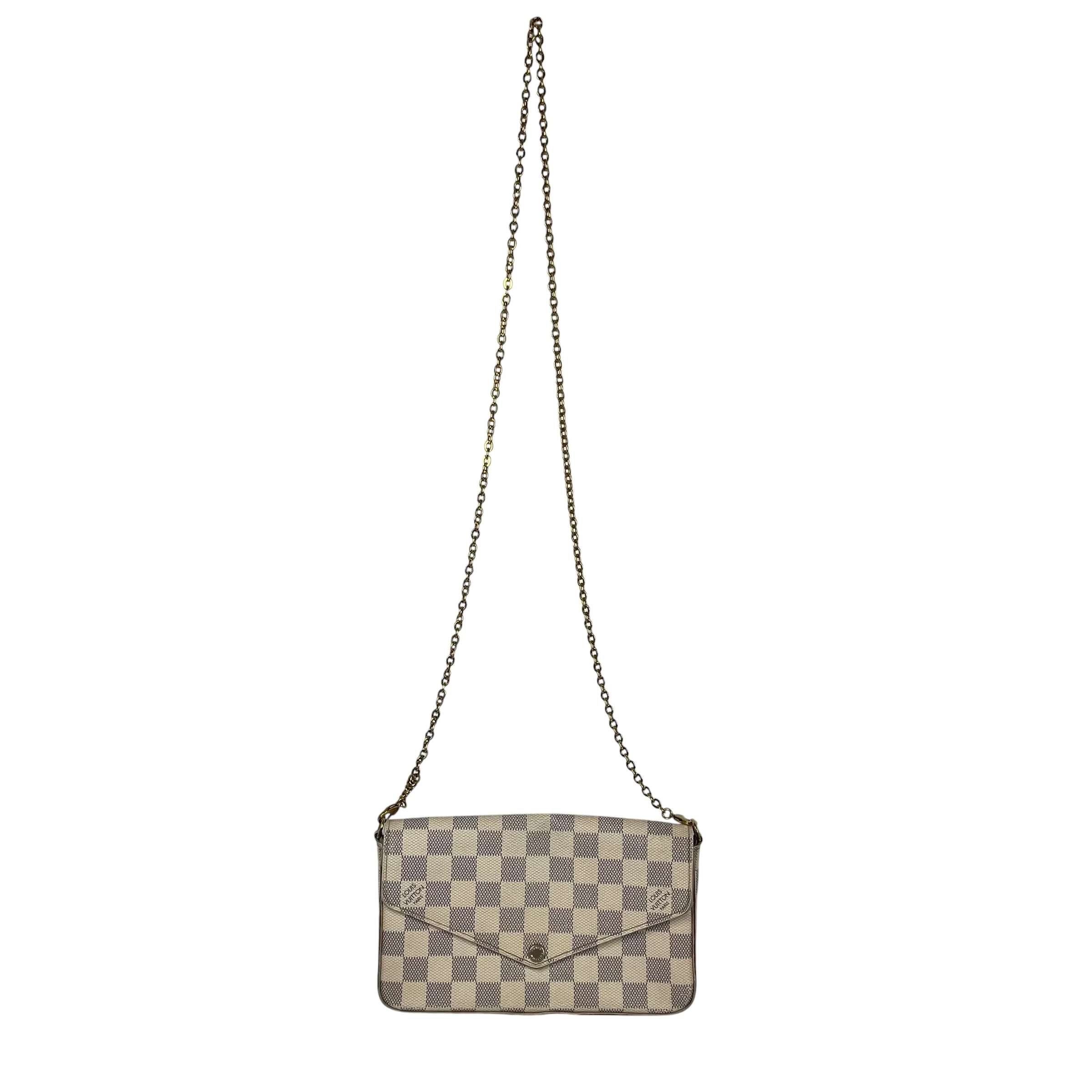 LOUIS VUITTON/Cross Body Bag/Monogram/Leather/WHT/damier azur pochette