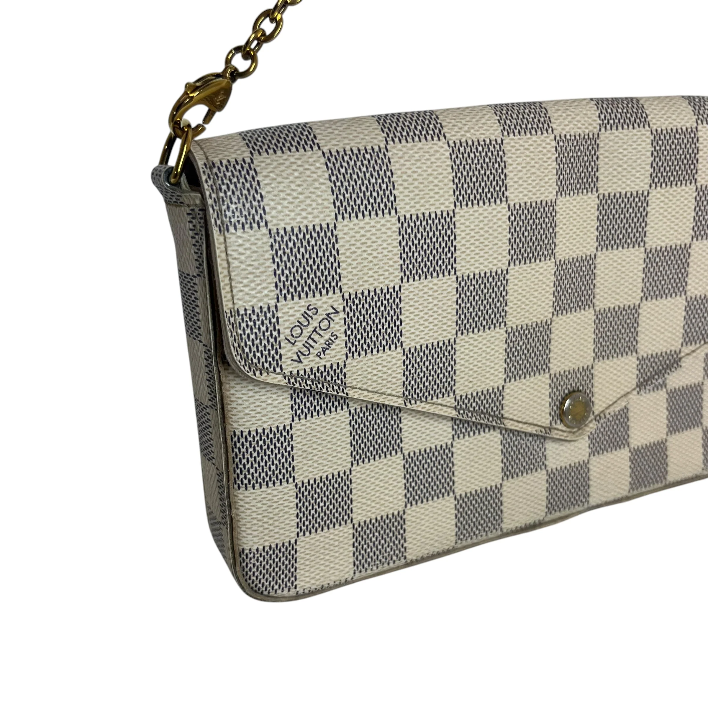 LOUIS VUITTON/Cross Body Bag/Monogram/Leather/WHT/damier azur pochette