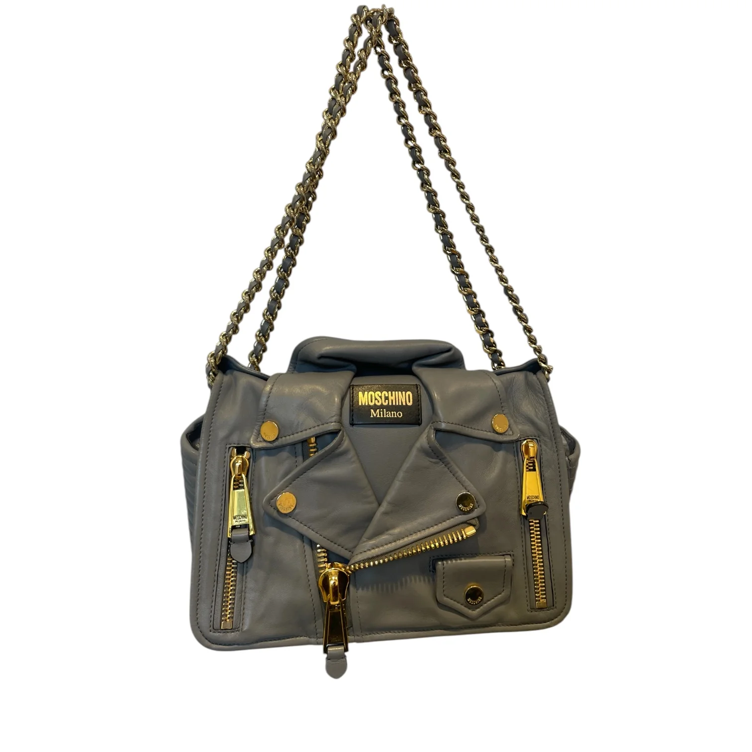 621-moschino-cross-body-bag-leather-gry-biker-leather-jkt-bag-1.webp MOSCHINO/Cross Body Bag/Leather/GRY/BIKER LEATHER JKT BAG