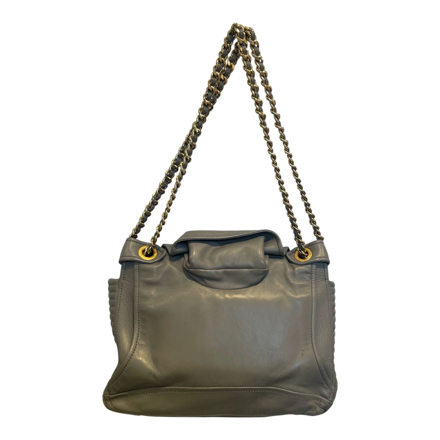 MOSCHINO/Cross Body Bag/Leather/GRY/BIKER LEATHER JKT BAG