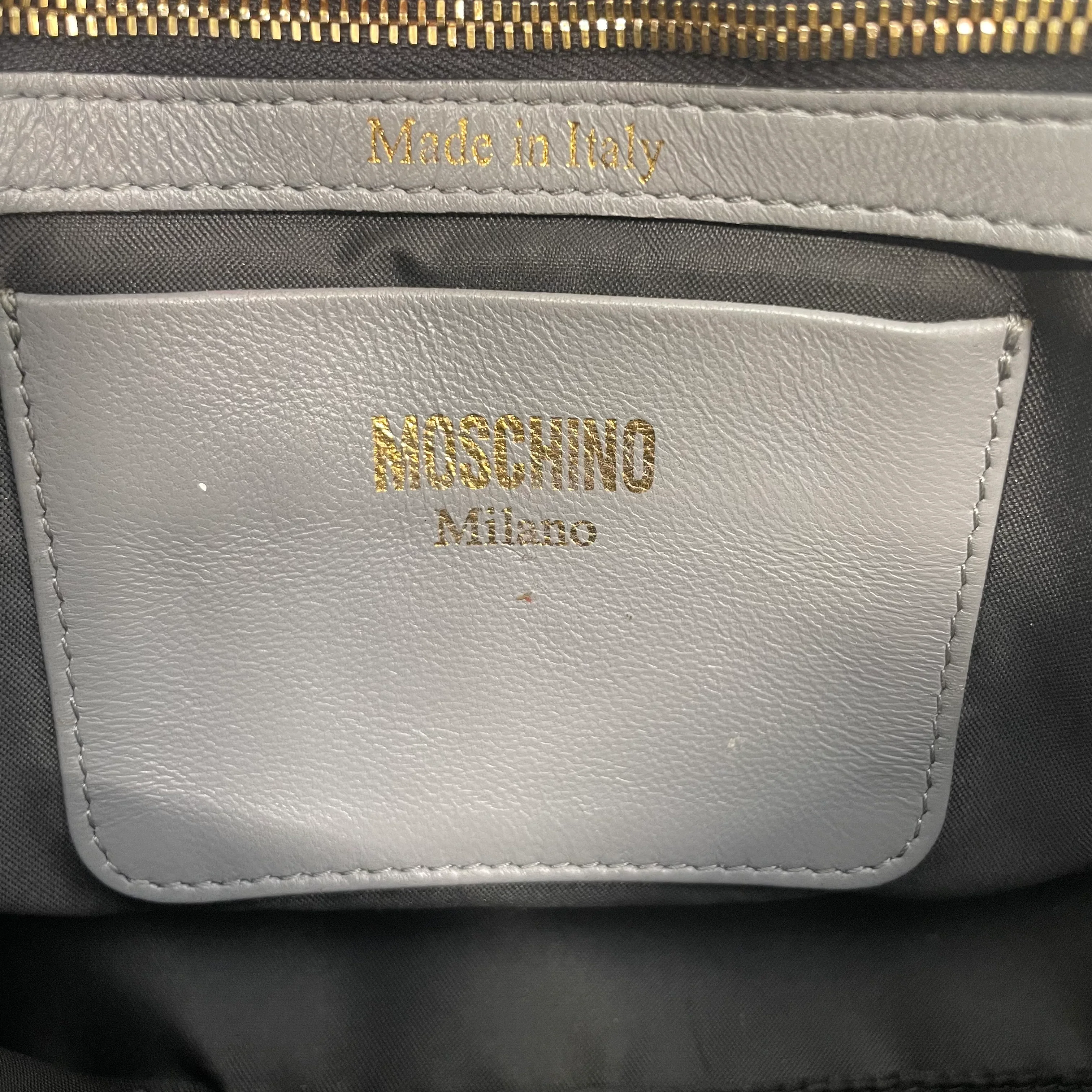 MOSCHINO/Cross Body Bag/Leather/GRY/BIKER LEATHER JKT BAG