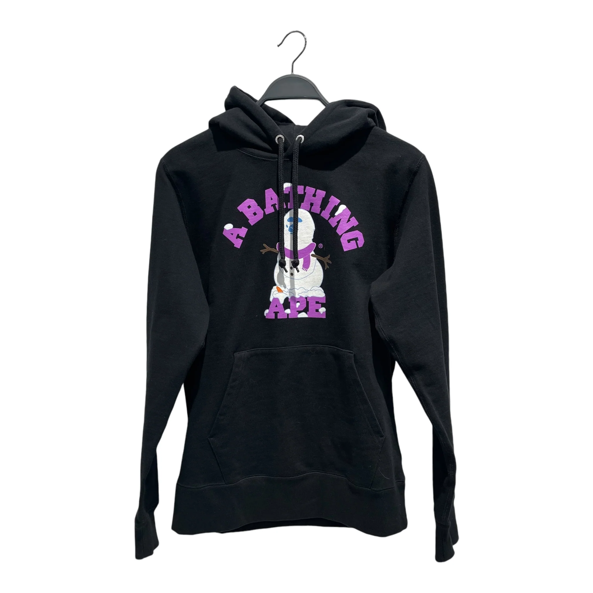 BAPE/Hoodie/L/Graphic/Cotton/BLK/APE SNOWMAN COLLEGE PULLOVER