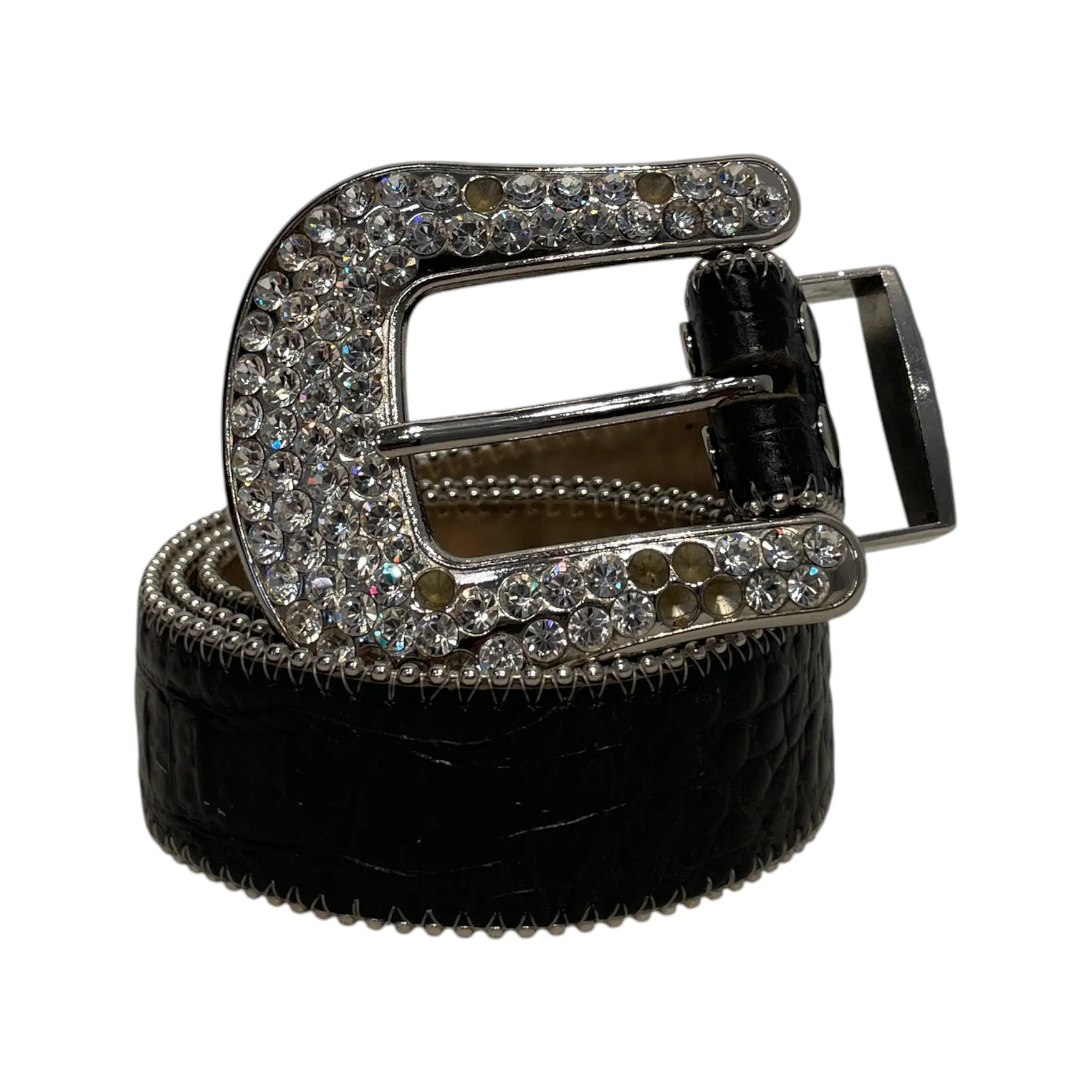 b.b.simon/Belt/Iridescent/BLK/BIG RHINSTONE BUCKLE