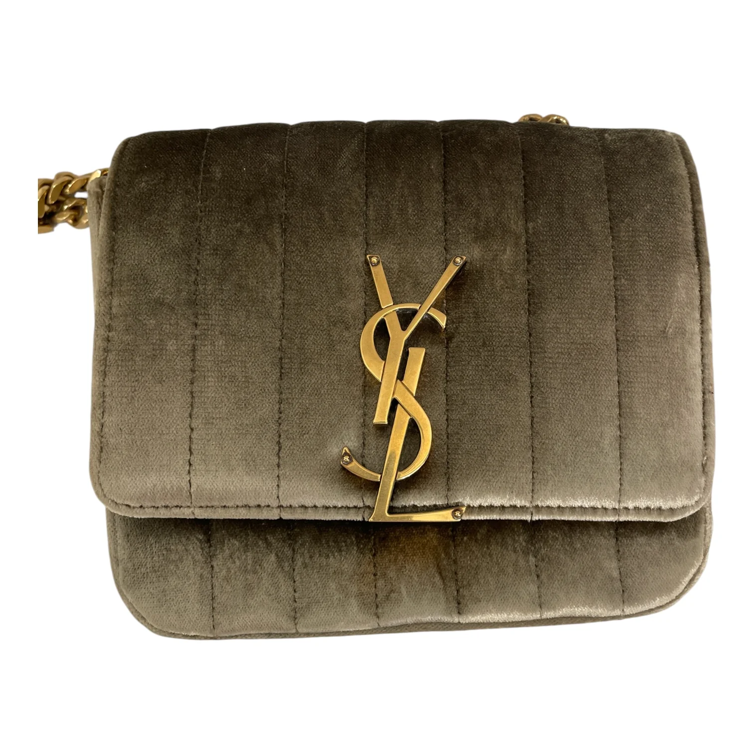YVES SAINT LAURENT/Cross Body Bag/Velour/GRN/VELVET BUCKET BAG