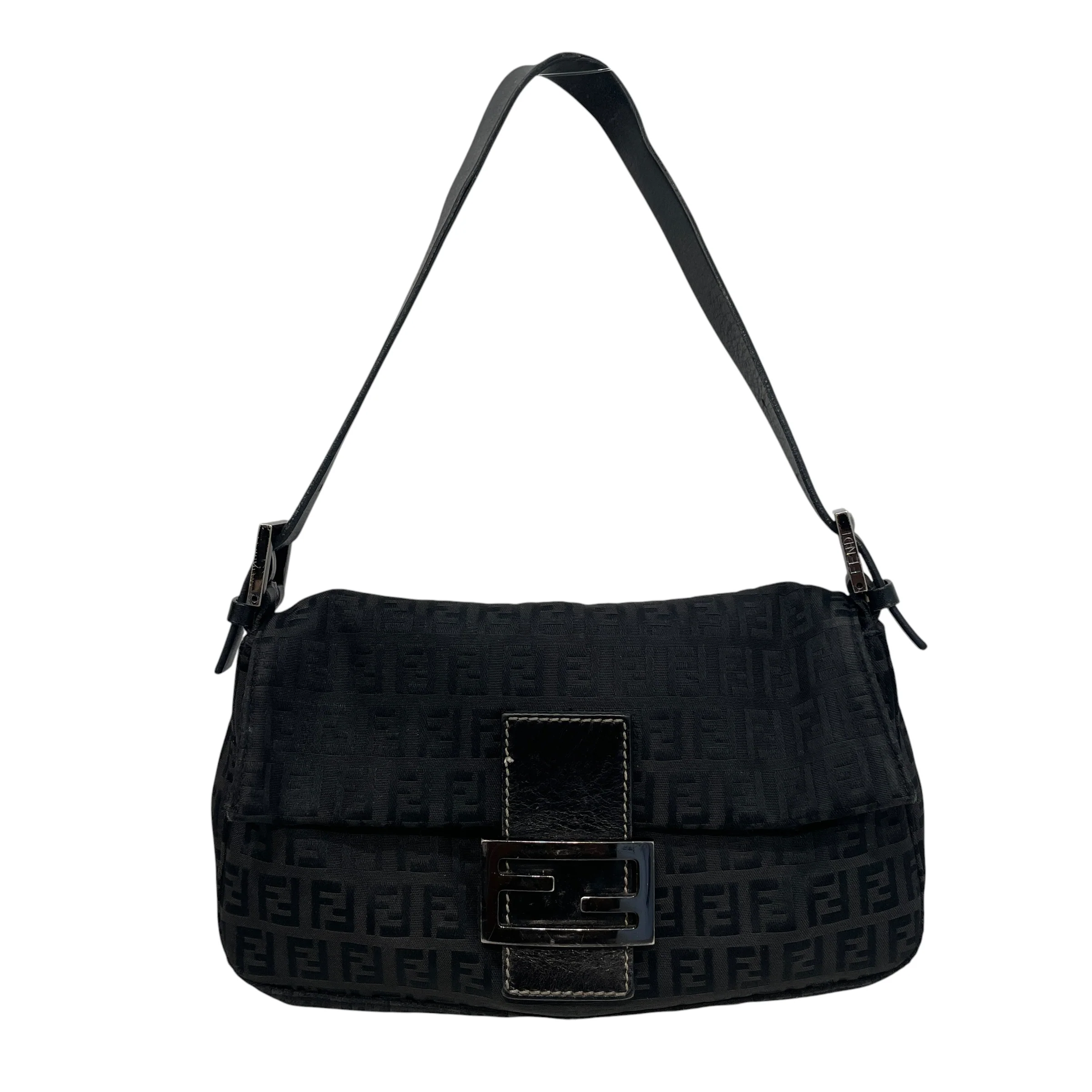 FENDI/Hand Bag/Monogram/Cotton/BLK/Zucchino Baguette