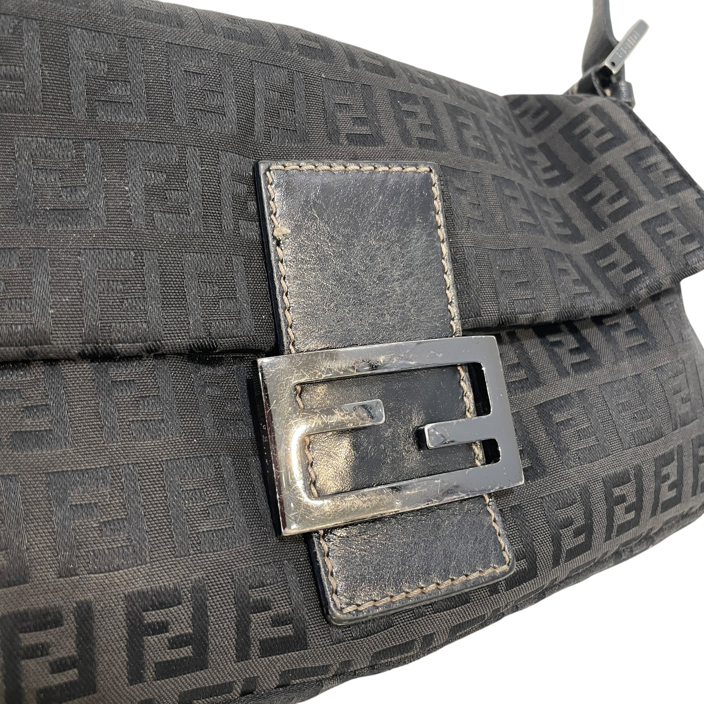 FENDI/Hand Bag/Monogram/Cotton/BLK/Zucchino Baguette