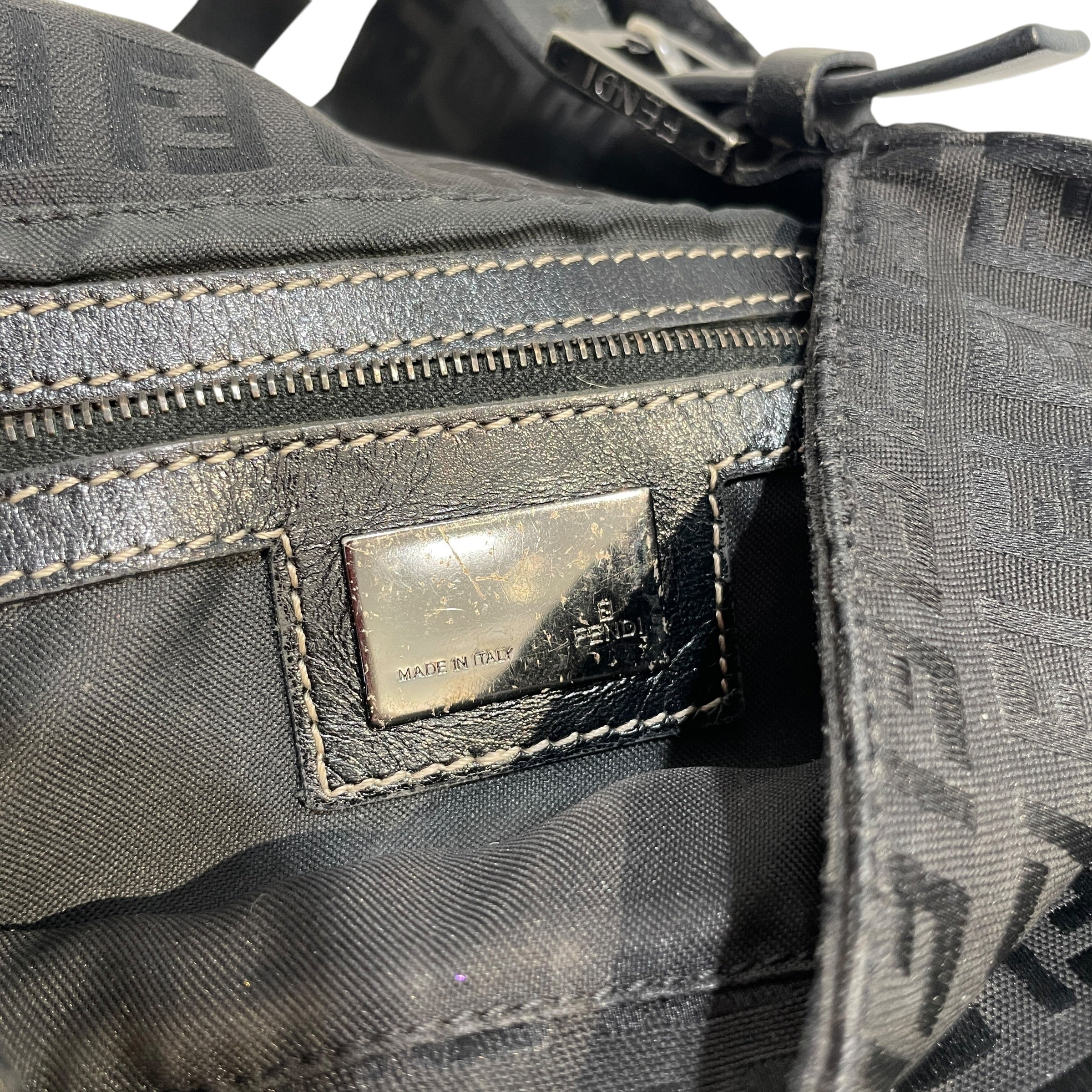 FENDI/Hand Bag/Monogram/Cotton/BLK/Zucchino Baguette
