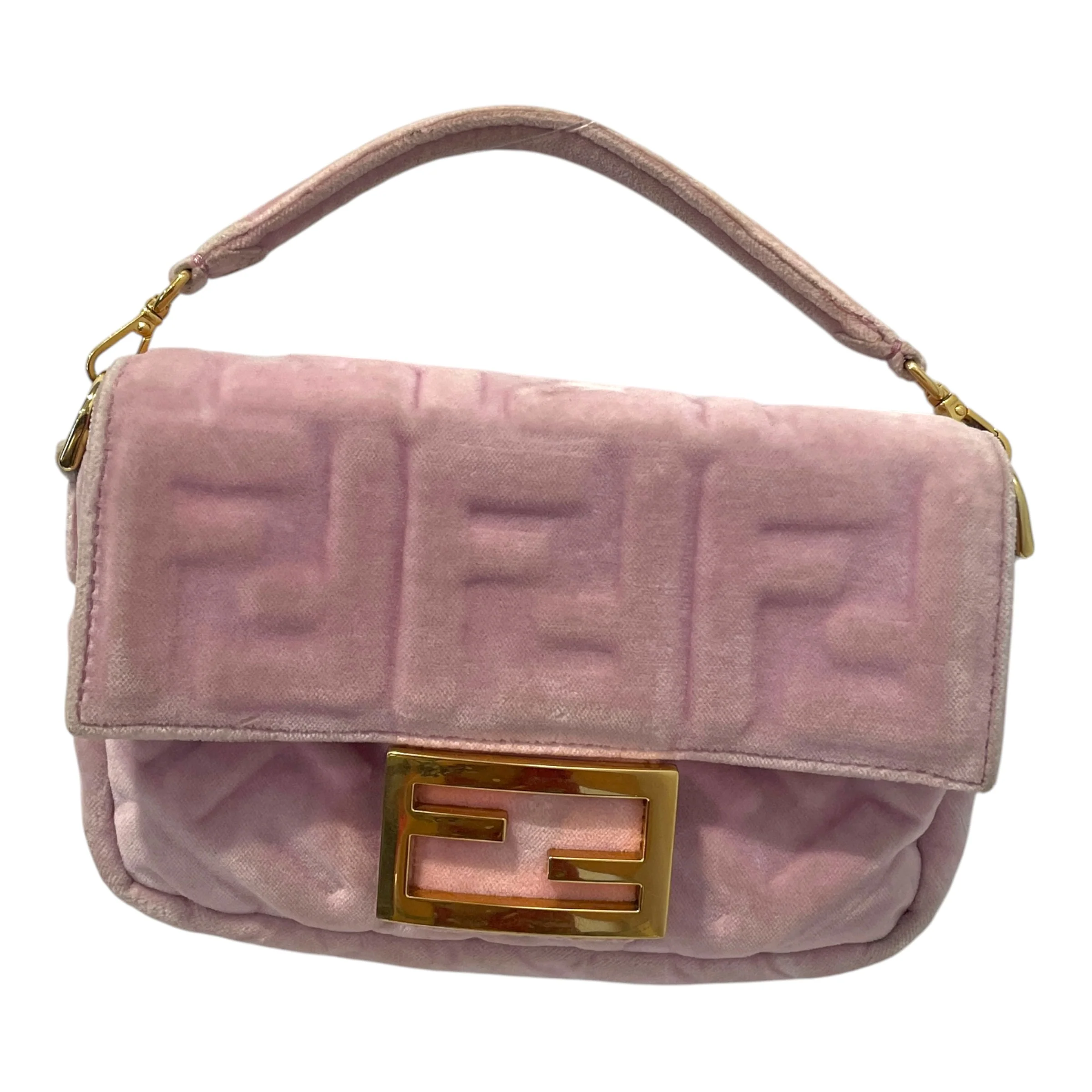 FENDI/Hand Bag/Monogram/Velour/PNK/Zucca Embossed Velvet