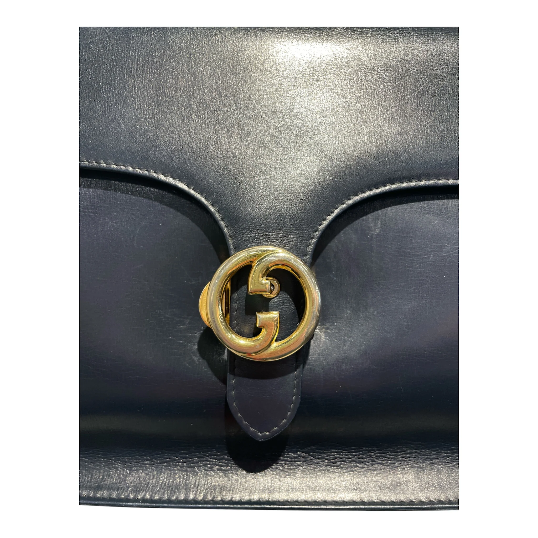 GUCCI/Hand Bag/Leather/BLK/INTERLOCKING G LOCK