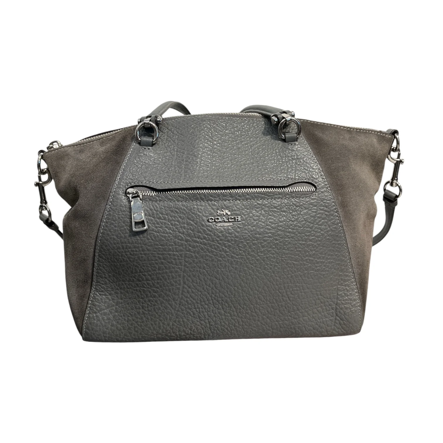 COACH/Hand Bag/Leather/GRY/suede sides