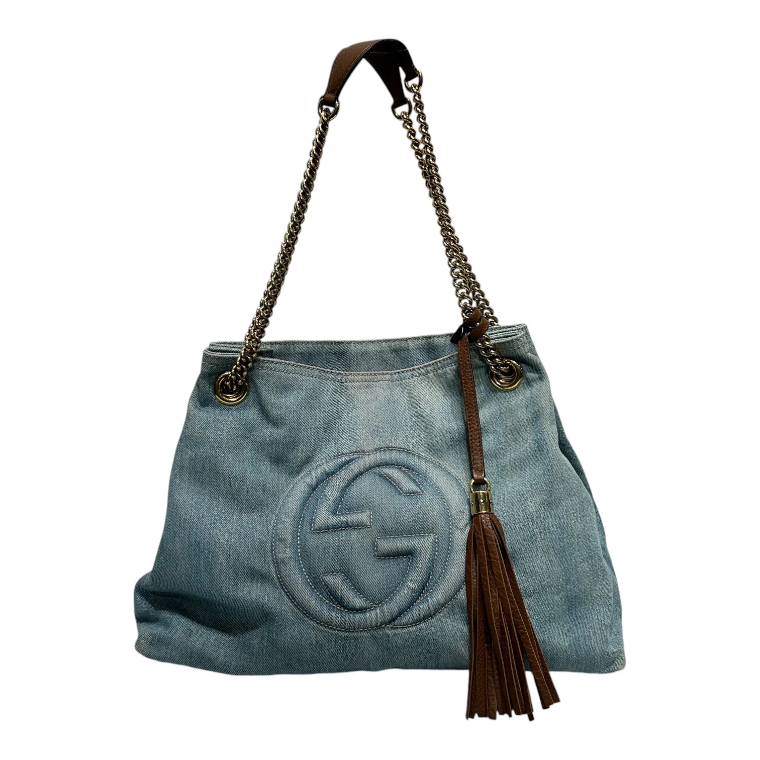 GUCCI/Hand Bag/Denim/BLU/Denim Handbag w Tassel