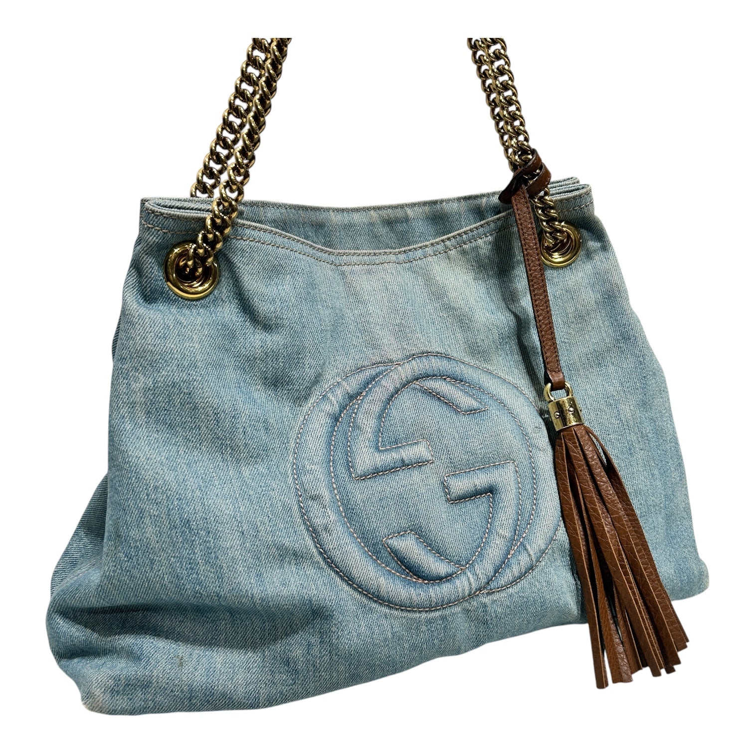 GUCCI/Hand Bag/Denim/BLU/Denim Handbag w Tassel