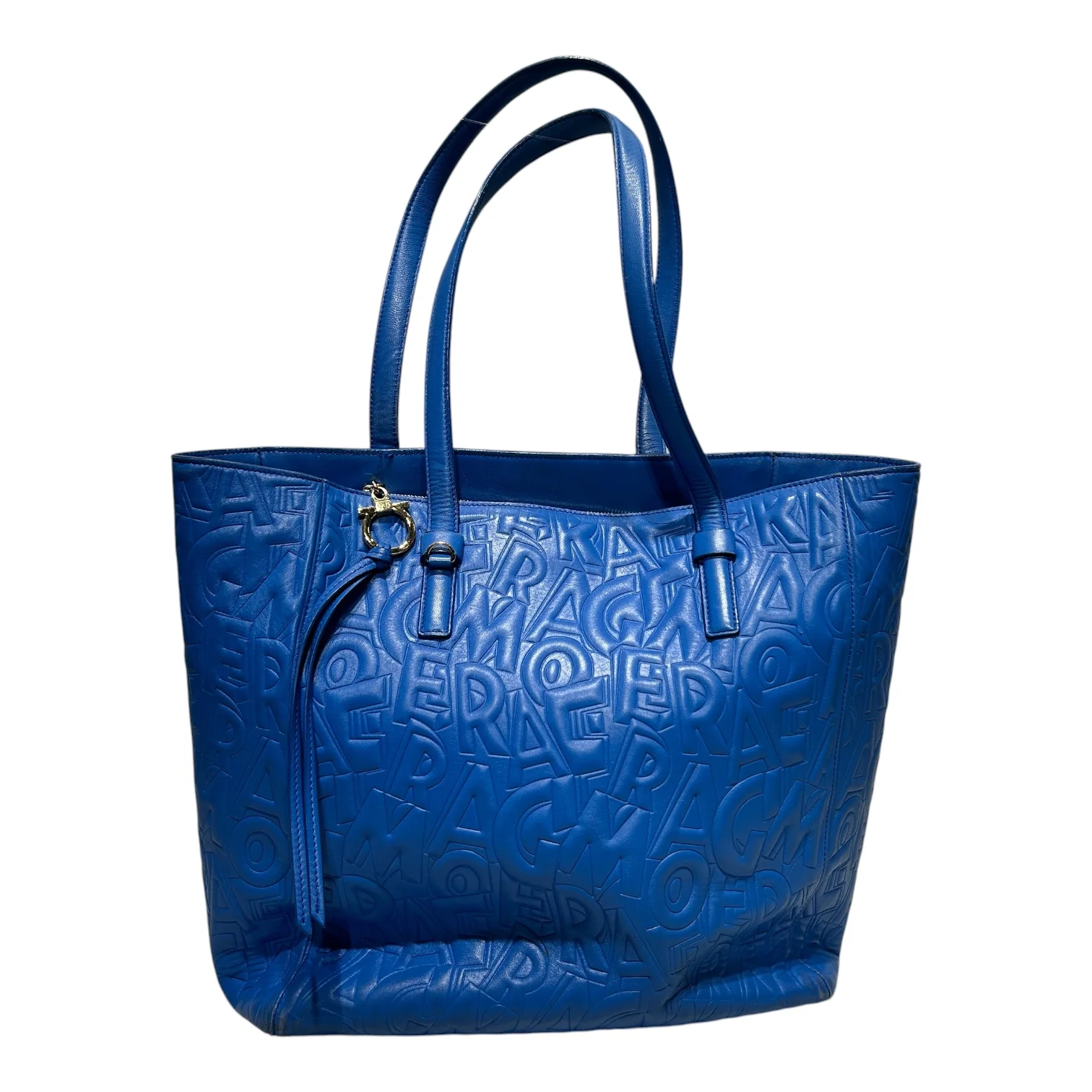 Salvatore Ferragamo/Tote Bag/All Over Print/Leather/BLU/Ferragamo All Over Letters