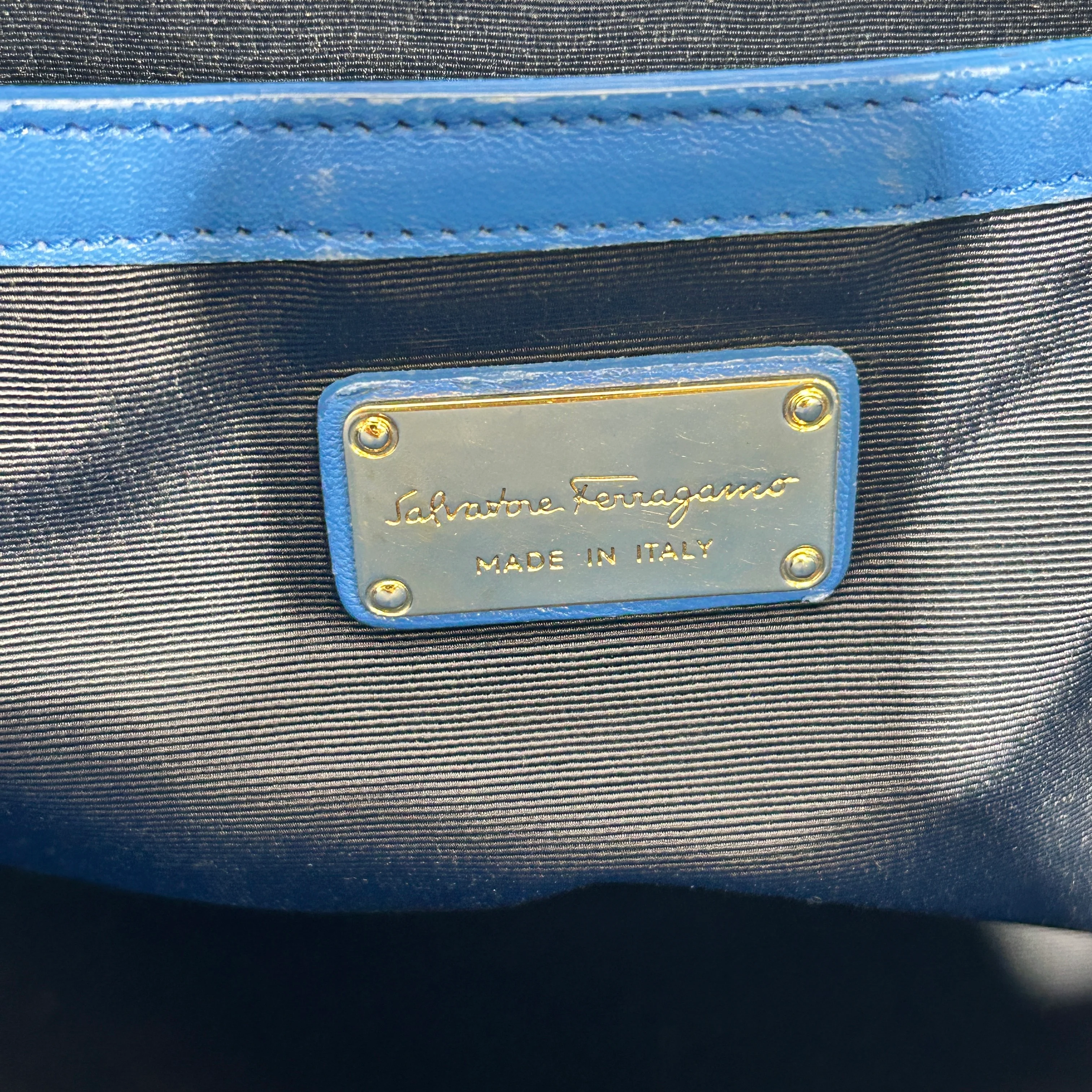 Salvatore Ferragamo/Tote Bag/All Over Print/Leather/BLU/Ferragamo All Over Letters