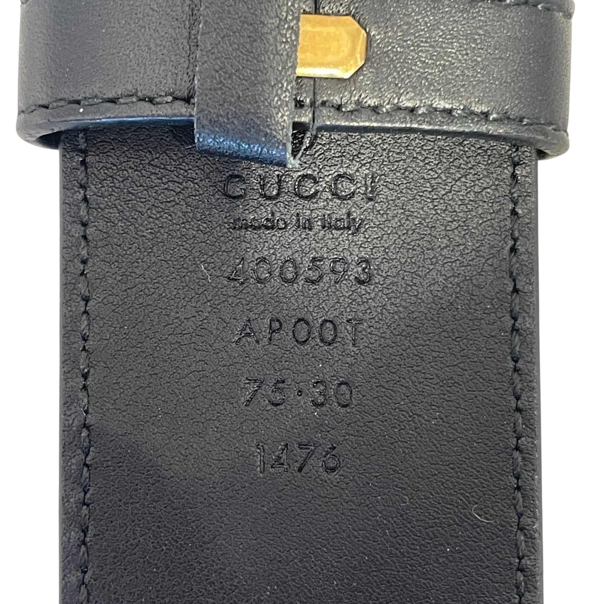 GUCCI/Belt/Leather/BLK/GOLD DOUBLE G