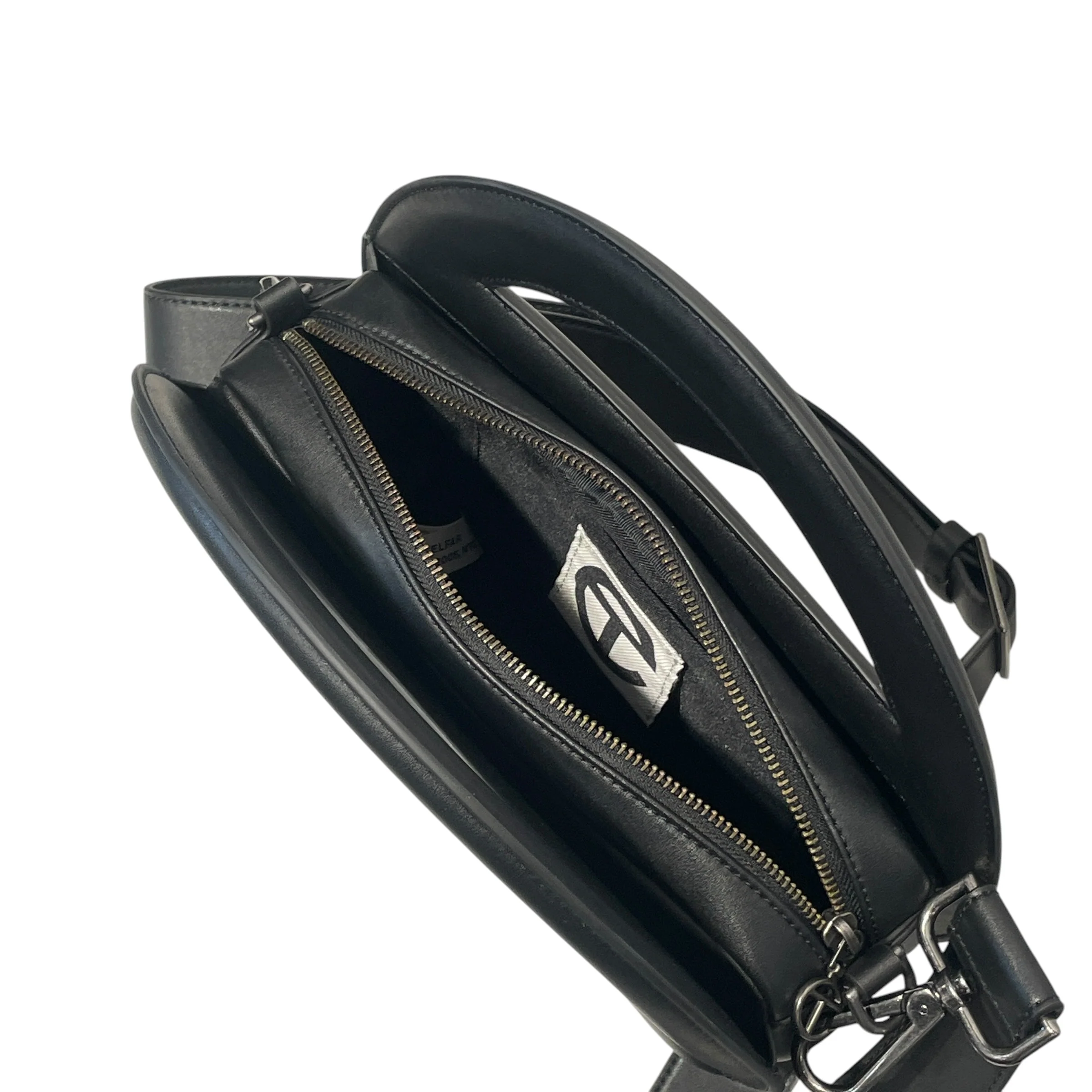 Telfar/Cross Body Bag/Faux Leather/BLK/CIRCLE BAG DOUBLE SIDED LOGO