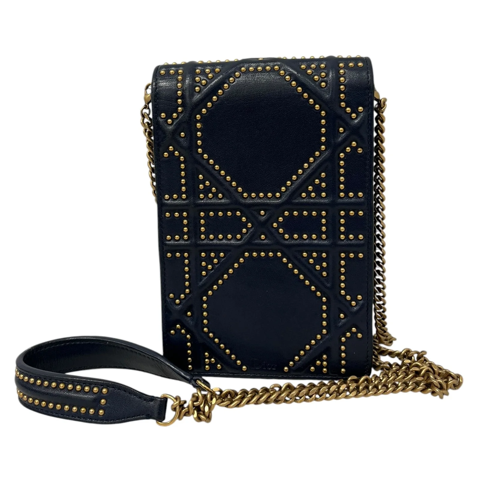 Christian Dior/Cross Body Bag/Leather/NVY/STUDDED VERT DIORAMA02-B0-1107
