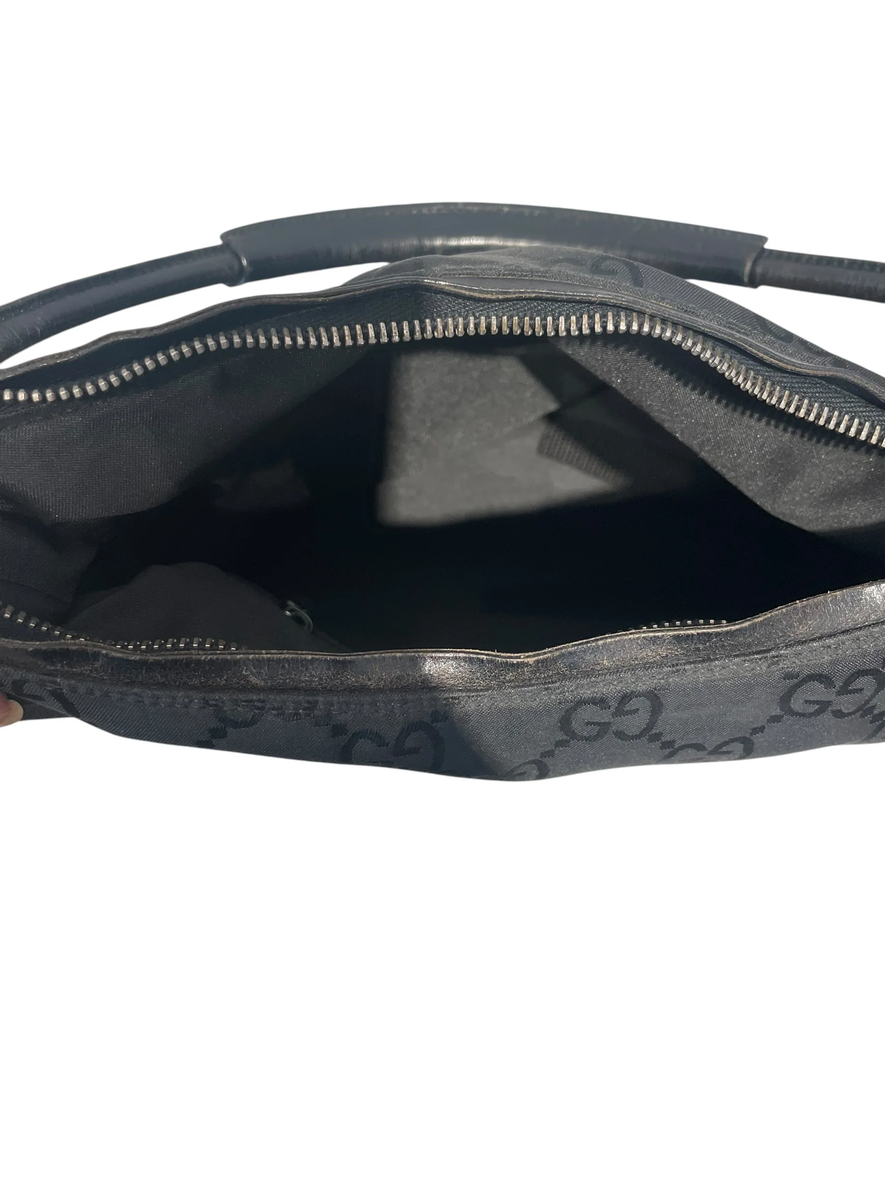 GUCCI/Hand Bag/Monogram/Nylon/BLK/Vntage GG Monogram