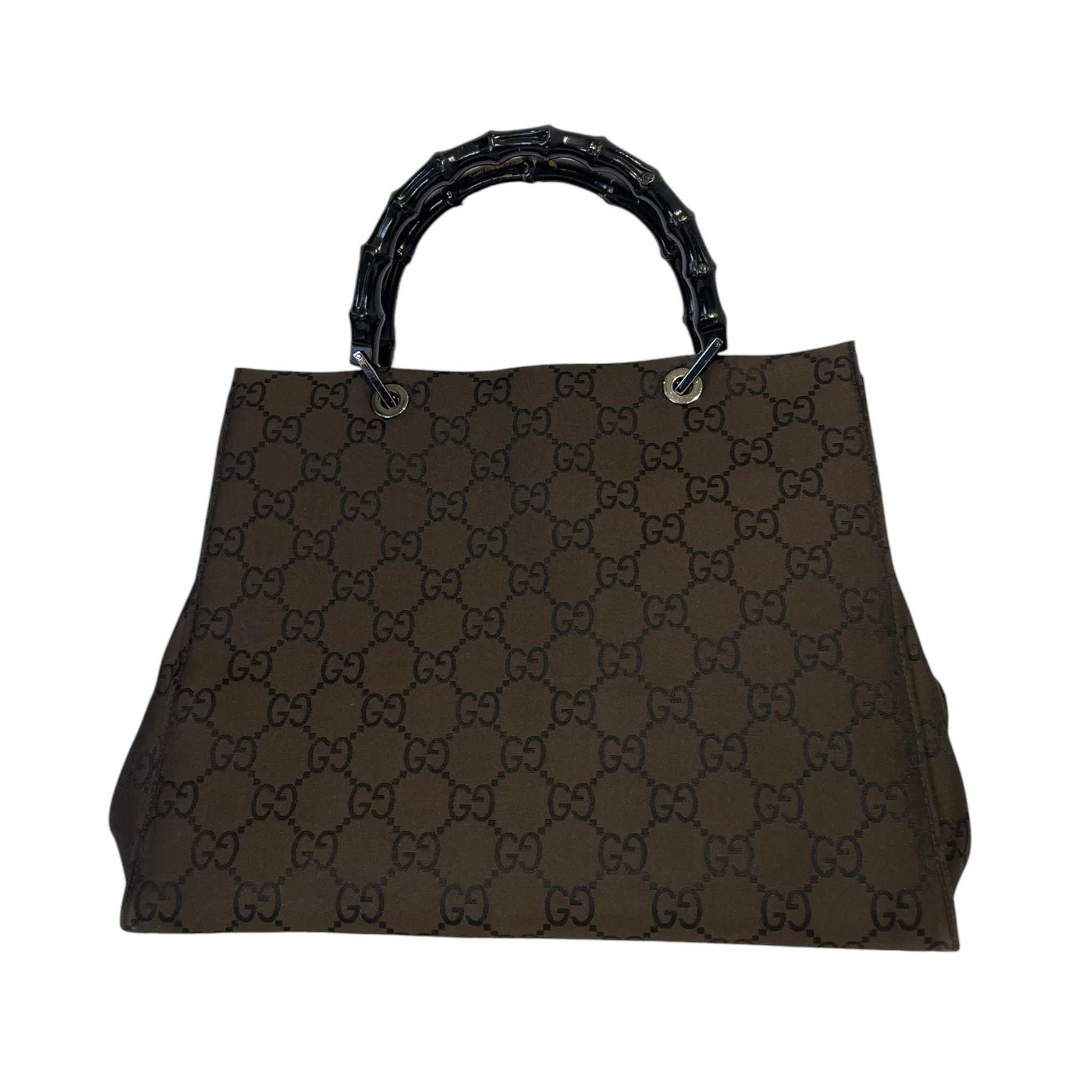 GUCCI/Hand Bag/All Over Print/Nylon/BRW/GG BAMBOO Handle
