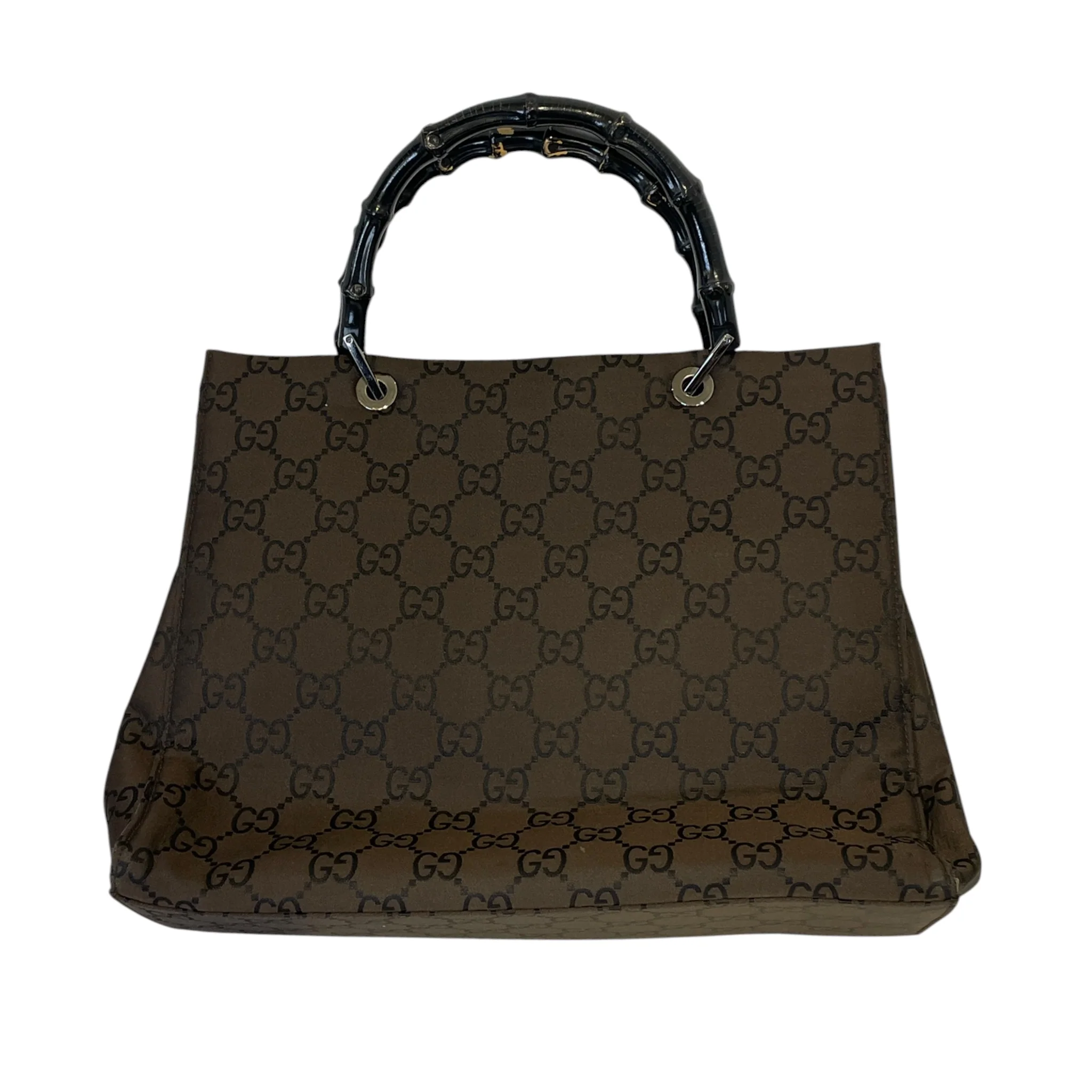 GUCCI/Hand Bag/All Over Print/Nylon/BRW/GG BAMBOO Handle