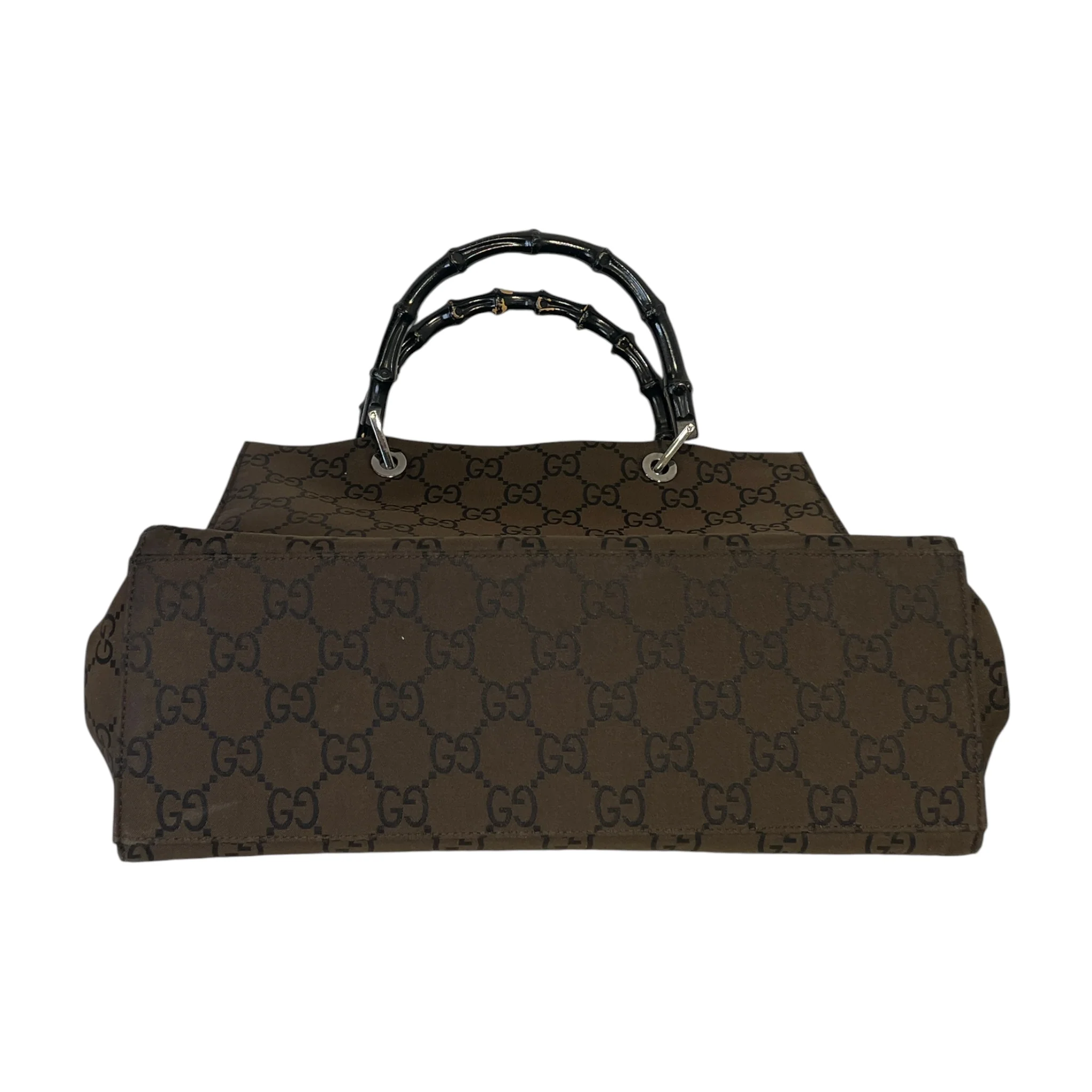 GUCCI/Hand Bag/All Over Print/Nylon/BRW/GG BAMBOO Handle