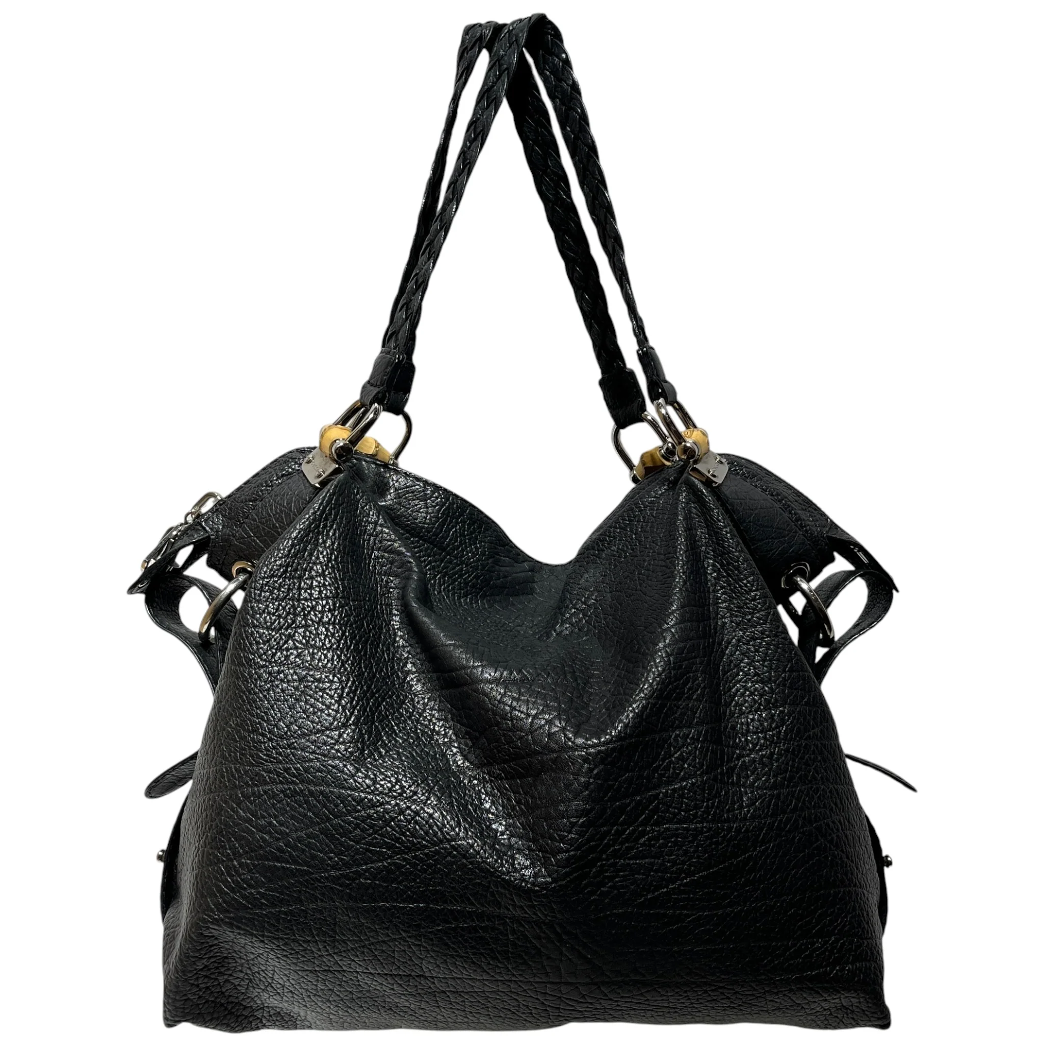 GUCCI/Tote Bag/Leather/BLK/bamboo tote
