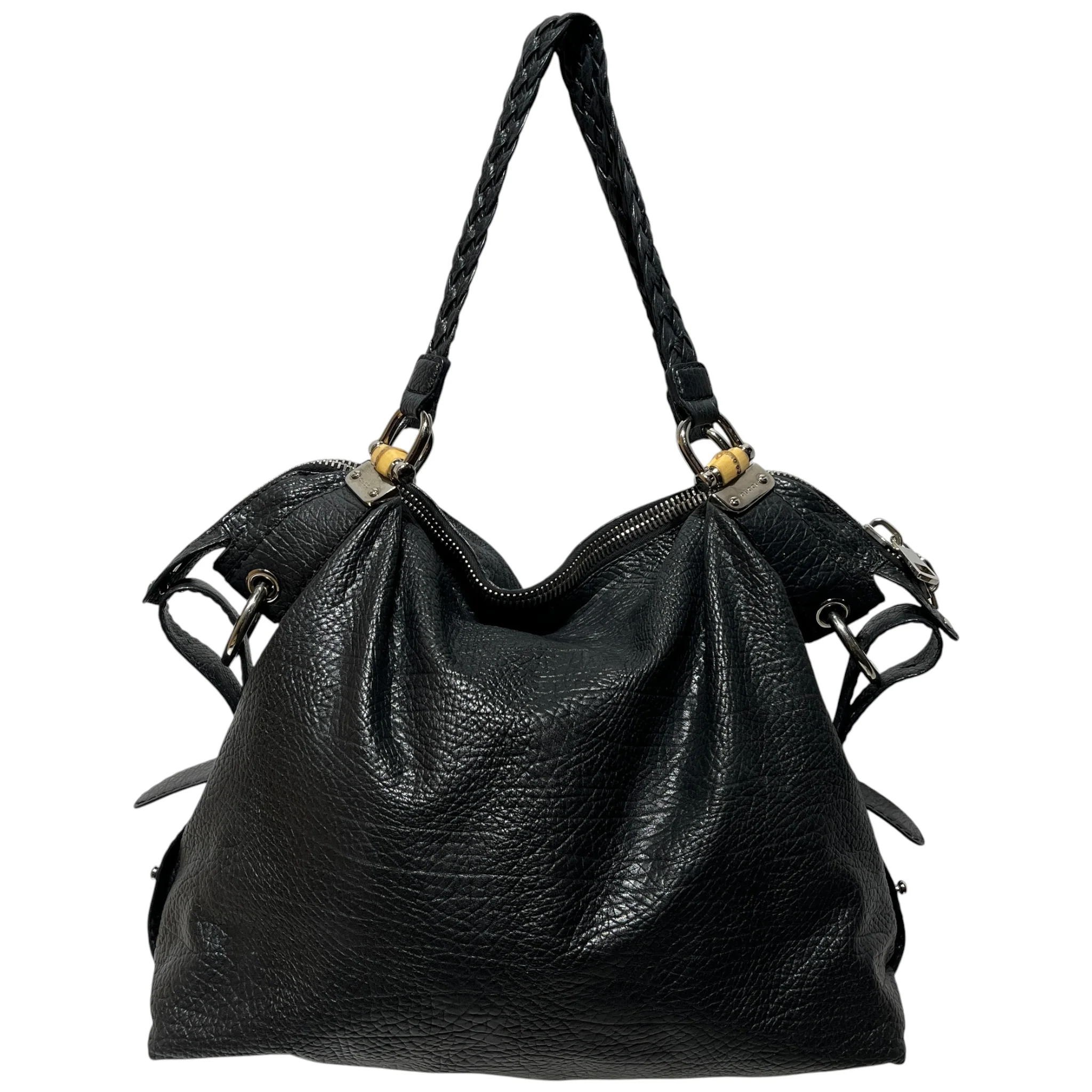 GUCCI/Tote Bag/Leather/BLK/bamboo tote