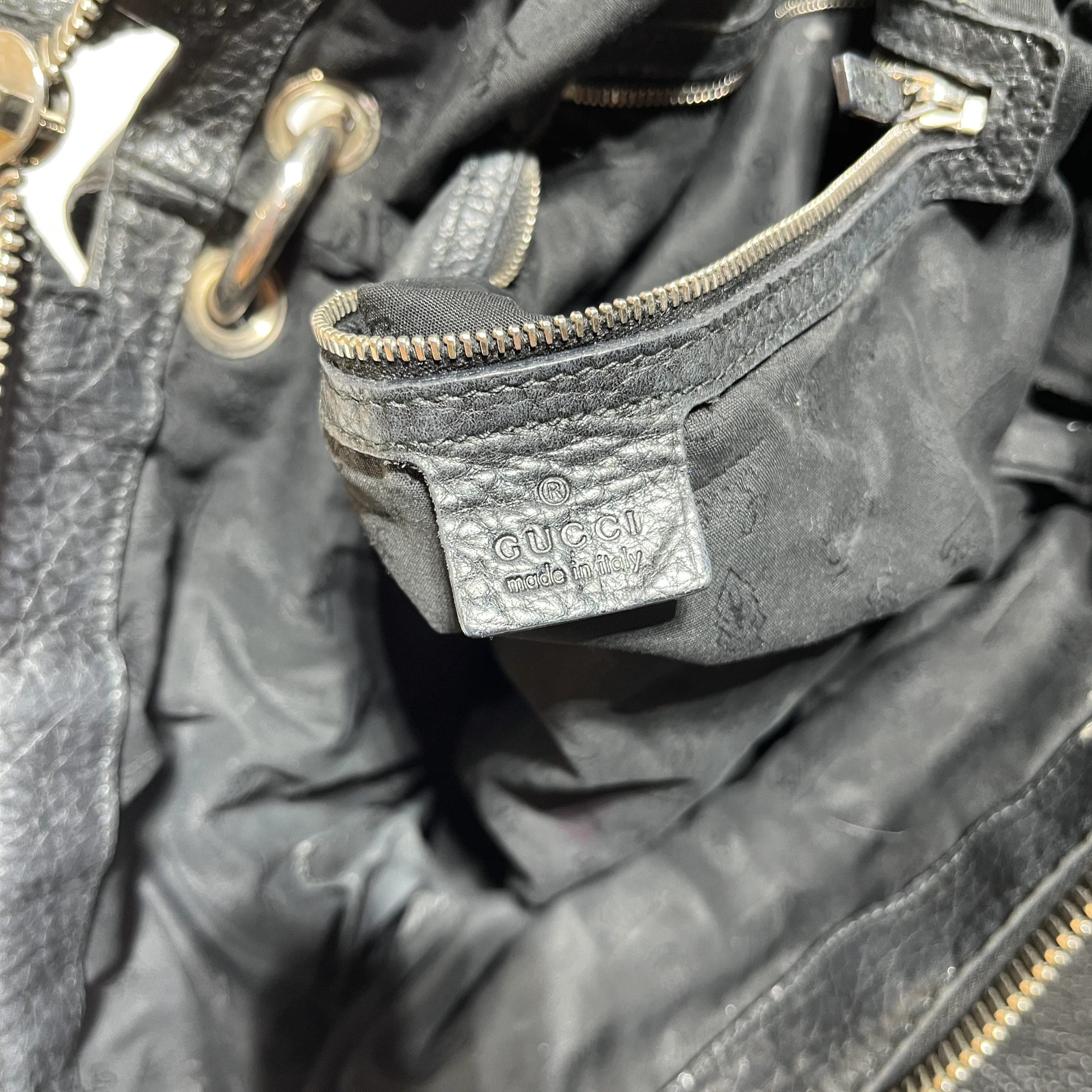 GUCCI/Tote Bag/Leather/BLK/bamboo tote