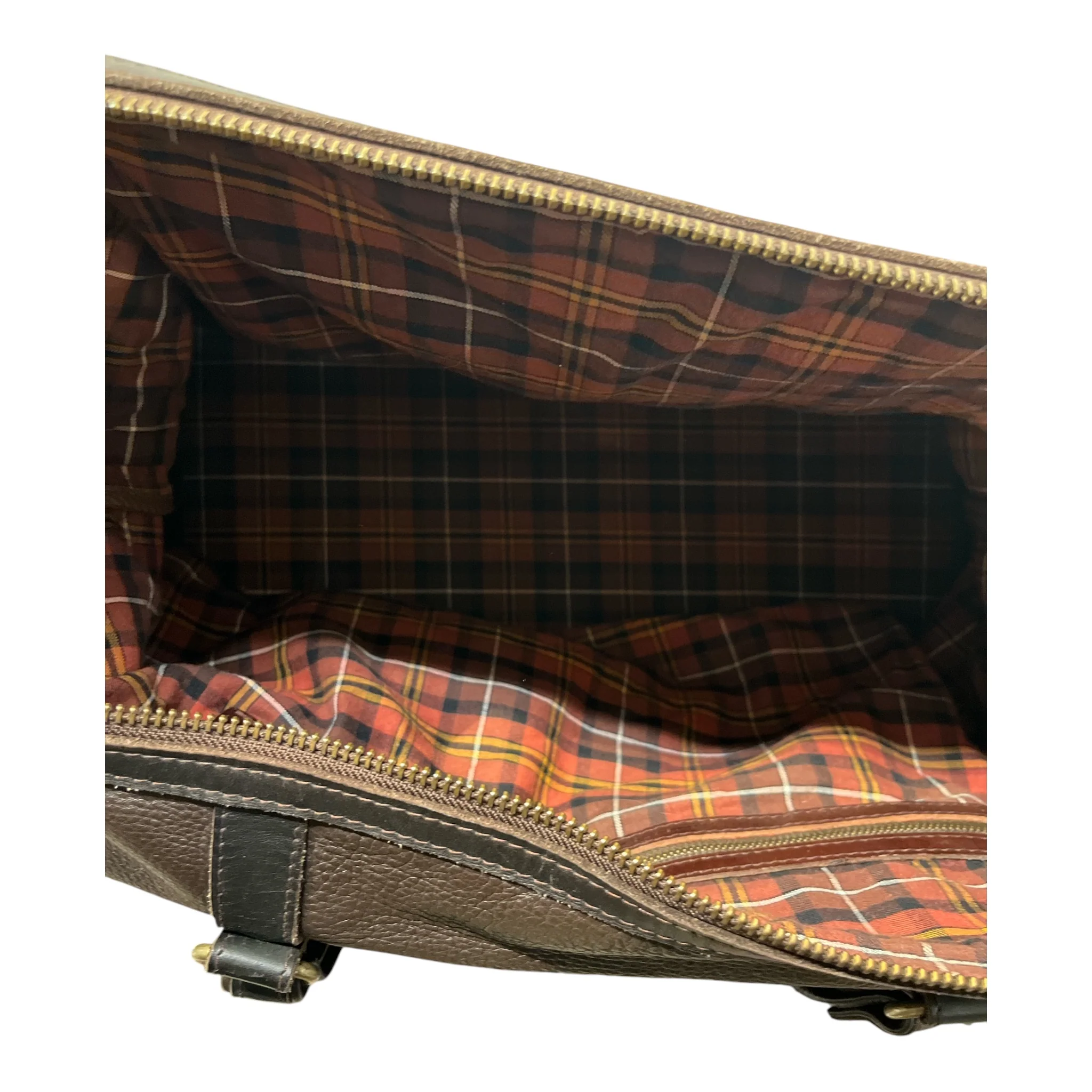 RODD&GUNN/Bag/Leather/BRW/DUFFLE BAG, PLAID INTERIOR