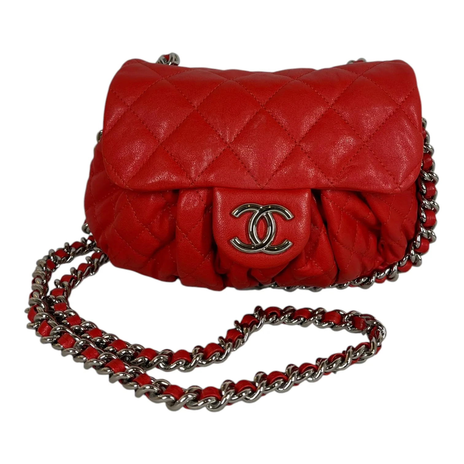 CHANEL/Bag/Leather/RED/CHAIN AROUND FLAP