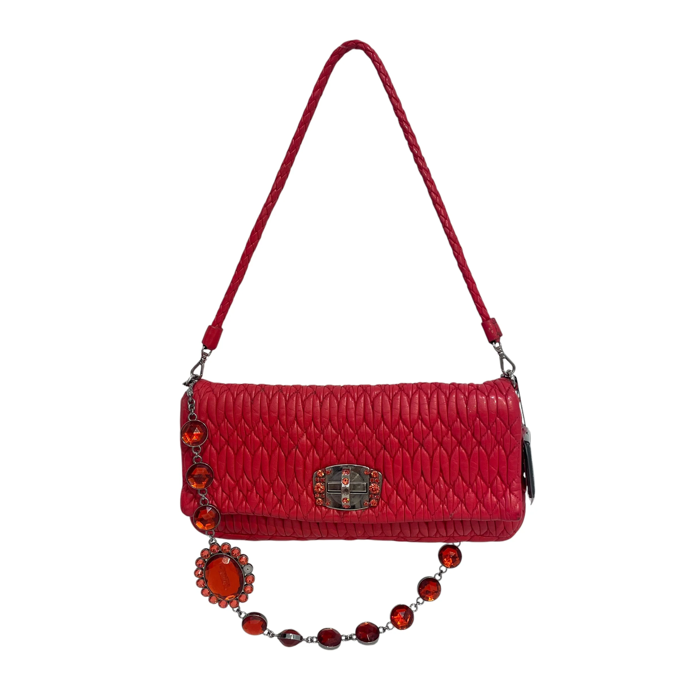 MIU MIU/Hand Bag/Leather/RED/Crystal Cloque