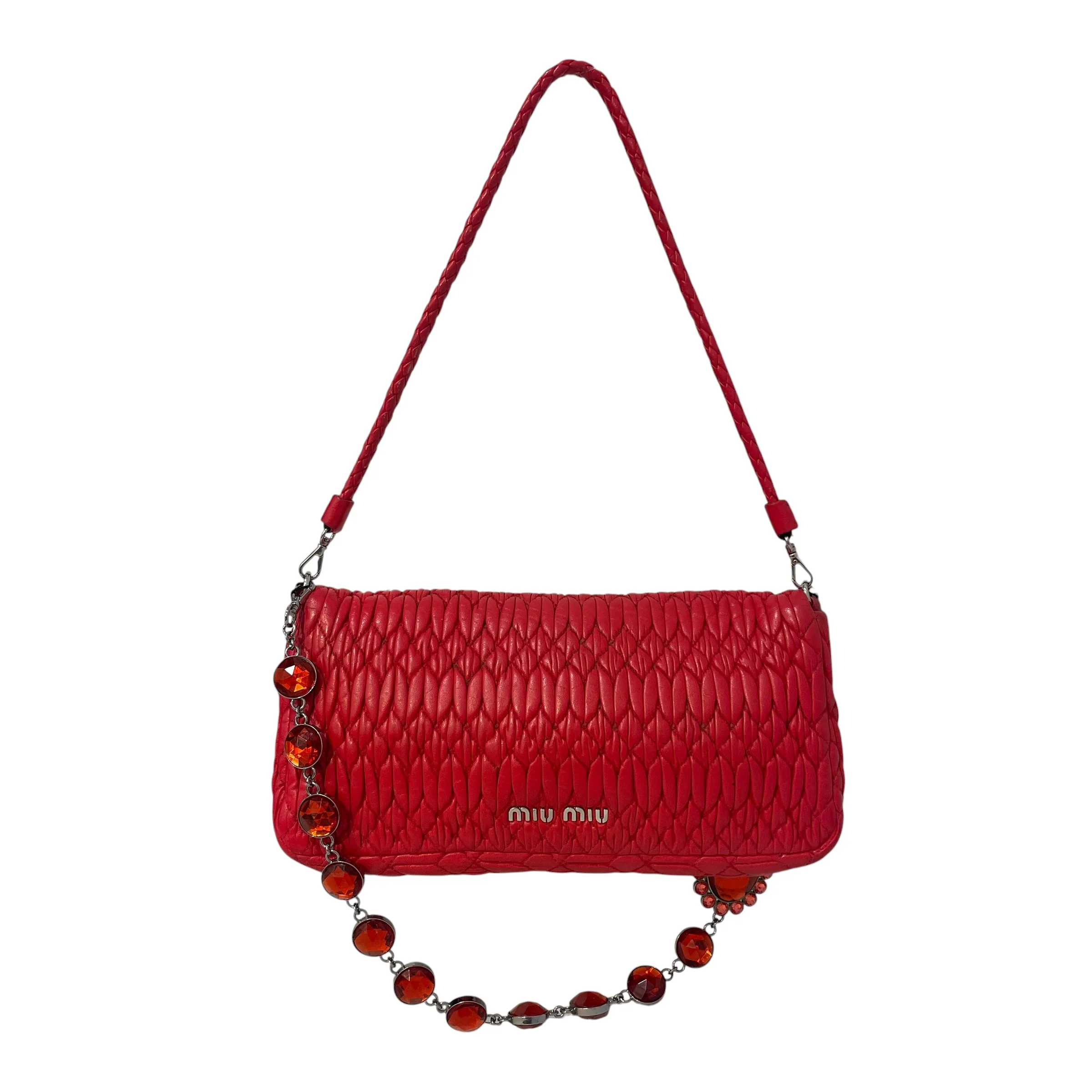 MIU MIU/Hand Bag/Leather/RED/Crystal Cloque